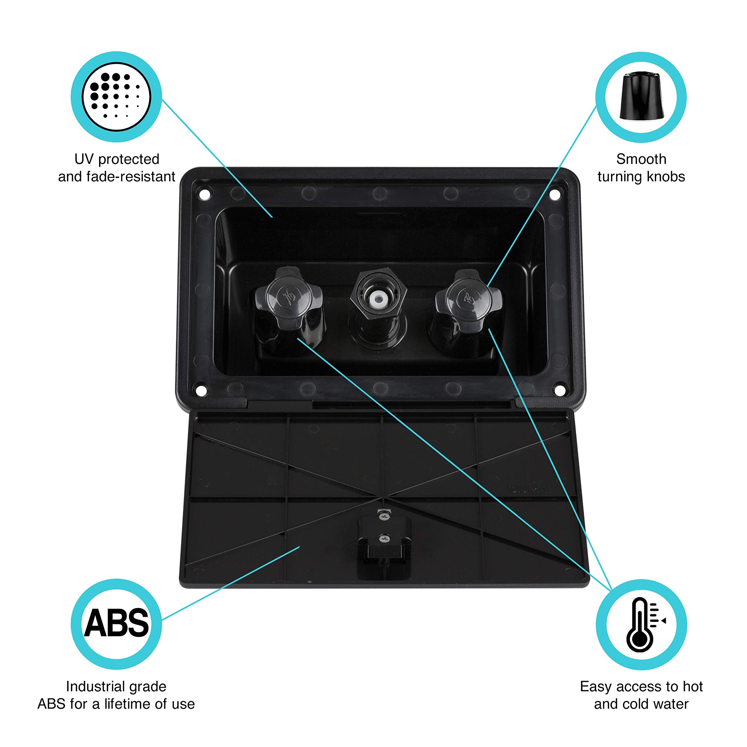 Dura Faucet Df-Sa185-Bk Rv Exterior Spray Box With Hot/Cold Quick Connect Faucet (Black)