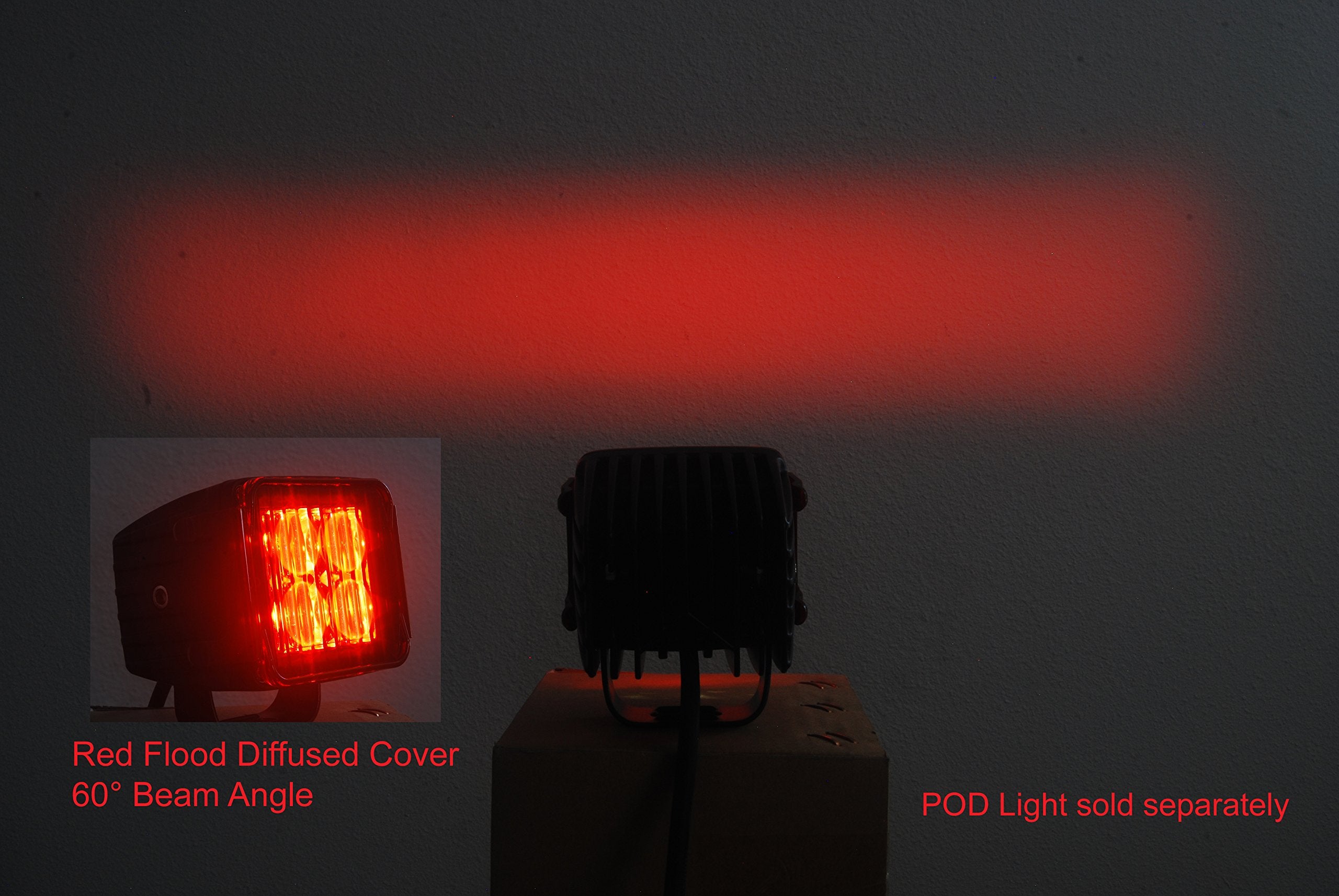 Oz-Usa 3'' Red Diffused Flood Lens Cover For Rear Pod Lights Fog Dust Off Road Motorcycle 4X4 Suv Atv (1 Pair)