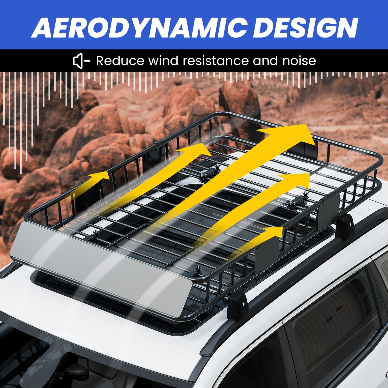 Ecotric 67 X 39 X 5.1'' Universal Roof Rack Cargo Carrier Basket With Extension Heavy Duty Steel Car Suv Top Luggage Storage Holder Basket For Travel 550Lbs Weight Capacity