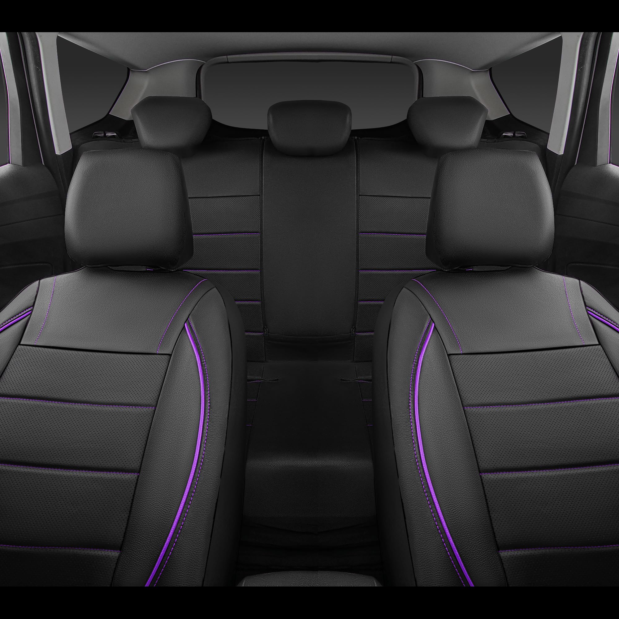 Car Pass Piping Pu Leather Car Seat Cover,Inside Zipper Design And Reserved Opening Holes Airbag Compatible,Universal Fit For Ca