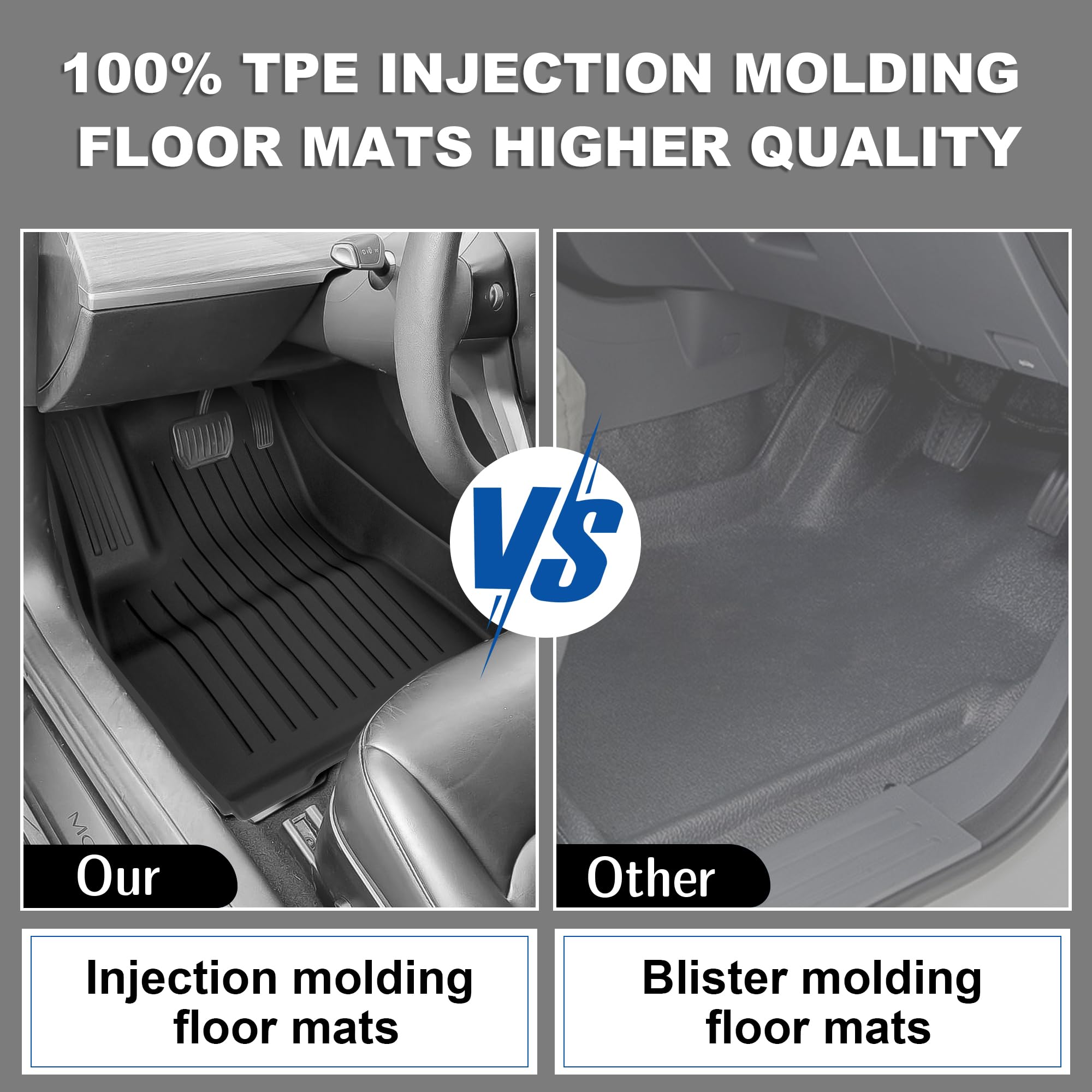 Autocessking Floor Mats Fit For Tesla Model 3 Highland 2025 2024, Custom Fit All-Weather Cargo Liner Full Cover Car Mats With Fr