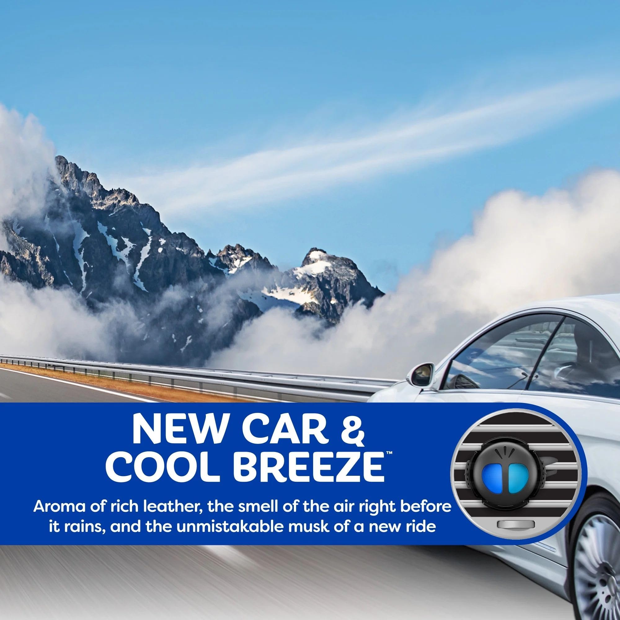 Refresh Your Car Dual Scent Mini Diffusers, 1 Count, New Car/Cool Breeze Scent, Model E300877700, Plastic