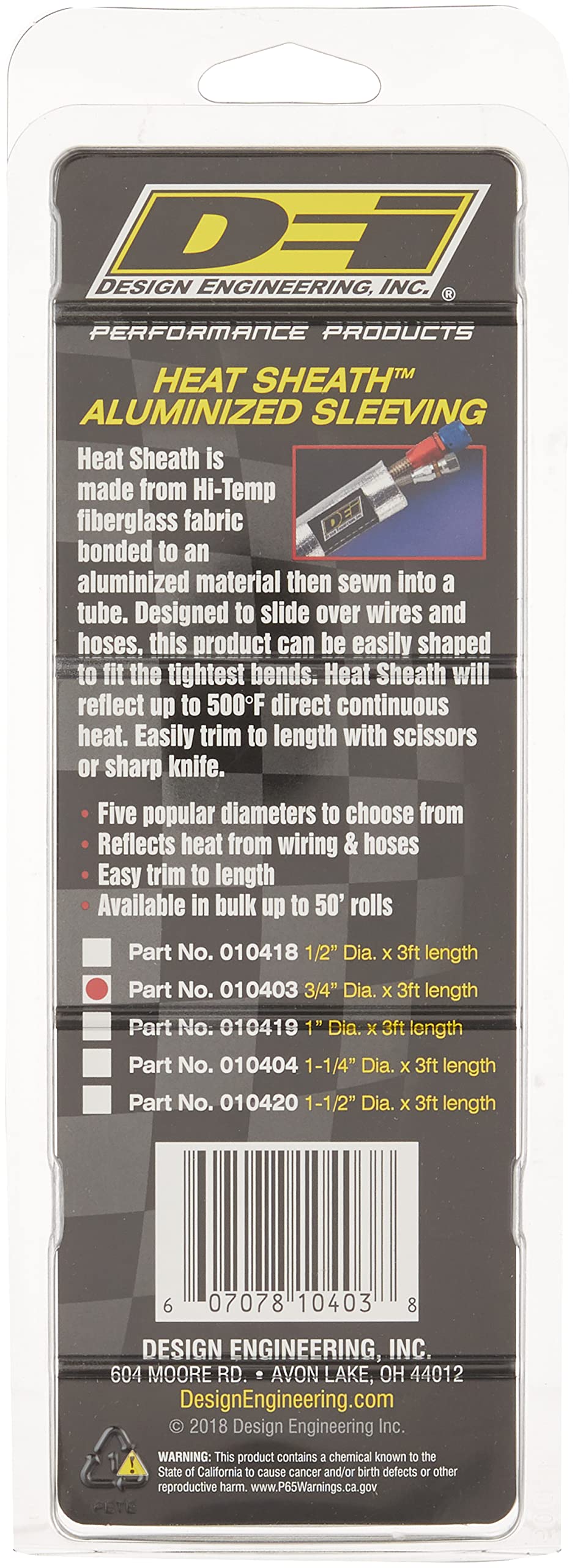 Design Engineering 010403 Heat Sheath 3/4'' I.D. X 3Ft Aluminized Sleeving For Ultimate Hi-Temp Protection