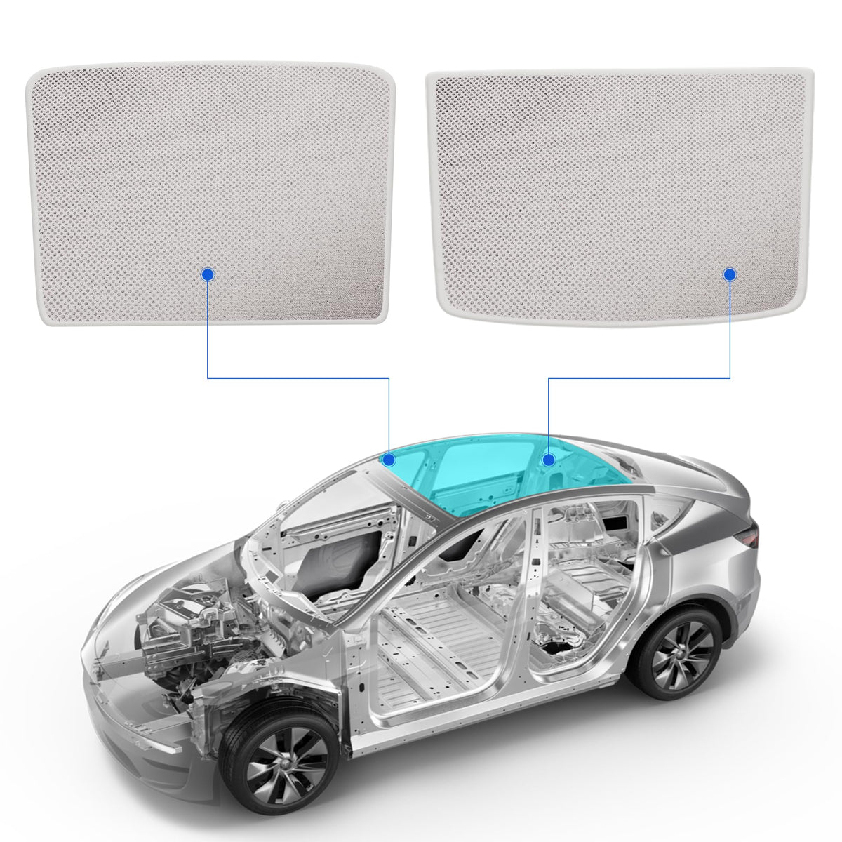 Nestour Tesla Model Y Sunshade 2 In 1, Ice Crystal And Nano Coated Foldable Sunroof Window Shade Accessories Fit For Tesla Model