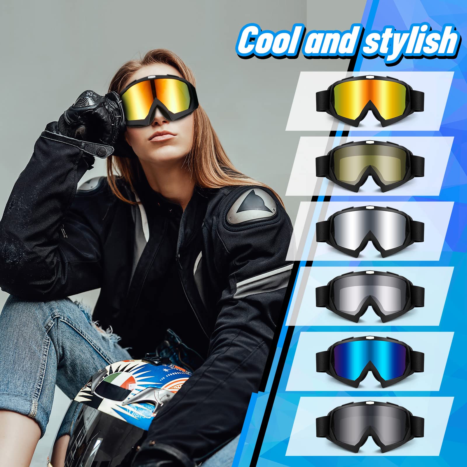 6 Pair Dirt Bike Motorcycle Goggles ATV Goggles Motocross Eyewear Dustproof Windproof Racing Goggles Riding Anti Scratch Glasses