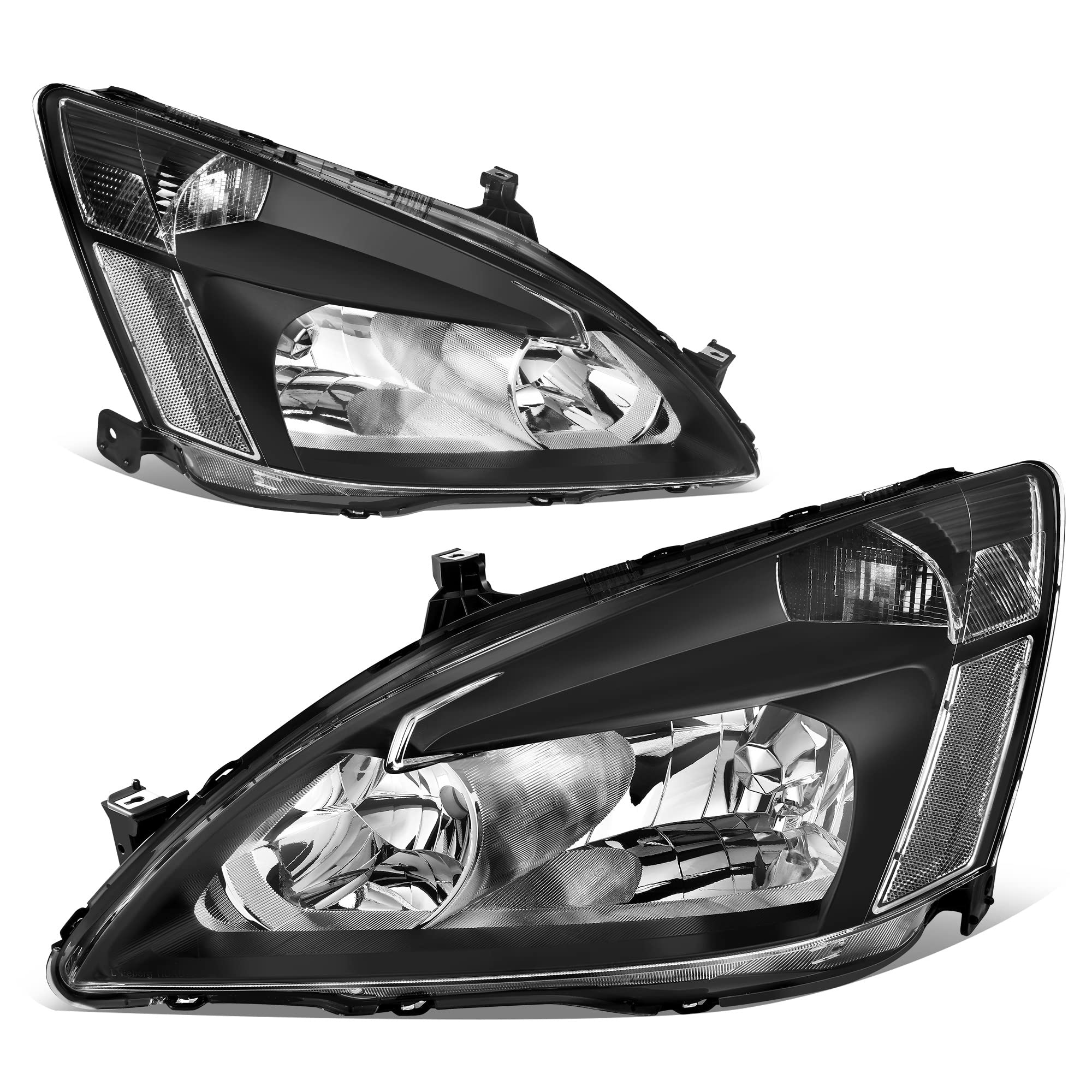 Autosaver88 Headlight Assembly Compatible With 2003 2004 2005 2006 2007 Accord Headlight Assembly Oe Headlamp Replacement Black Housing Clear Reflector