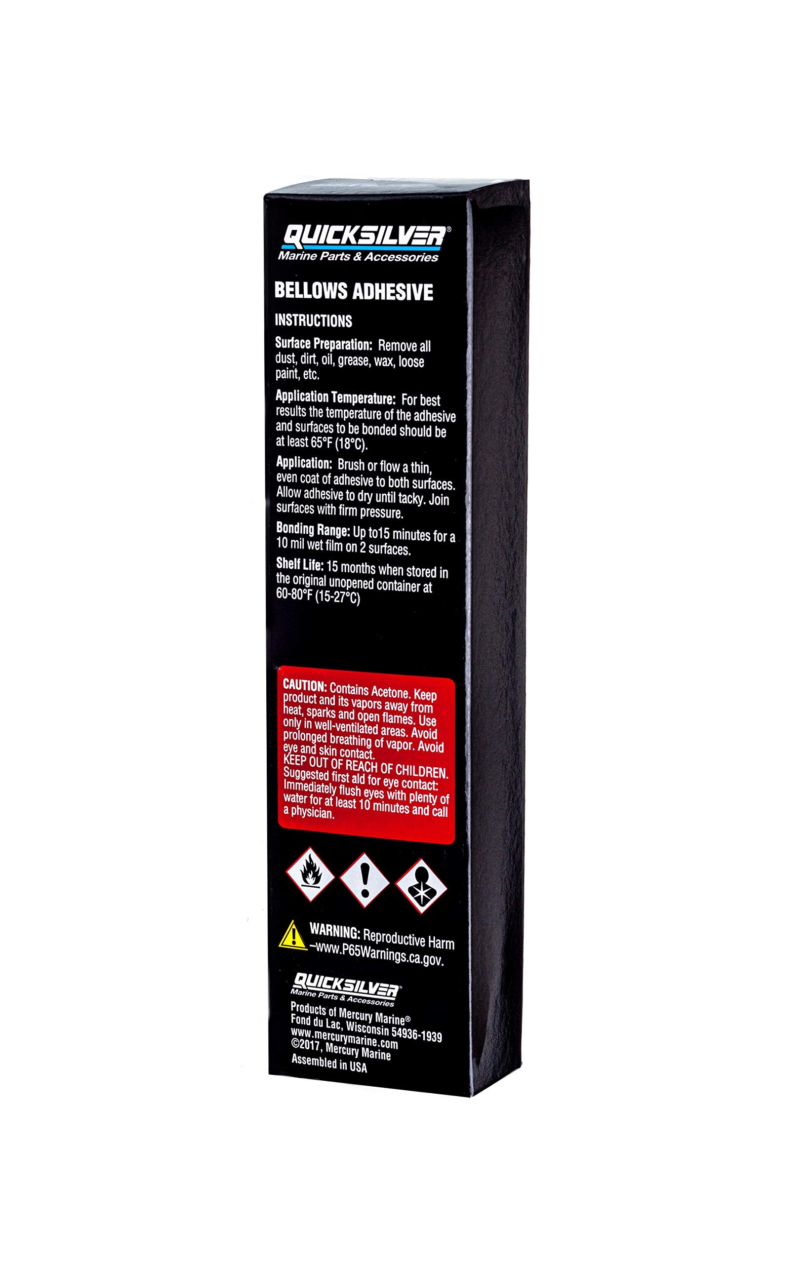 Quicksilver 86166Q1 Bellows Adhesive – Resistant To Oil, Grease, Gasoline And Water – 1.5 Oz Tube