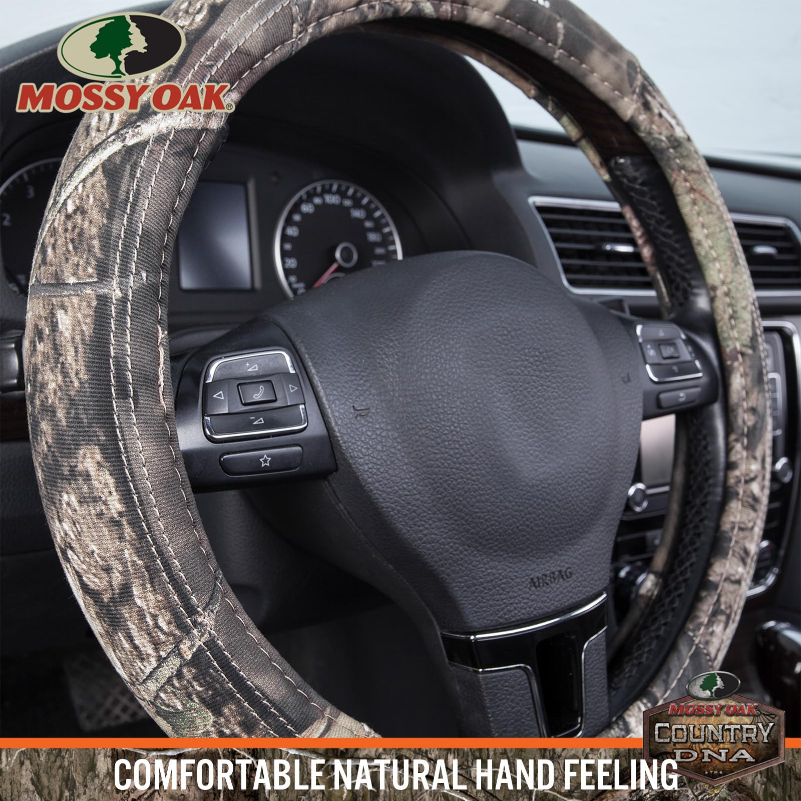 Mossy Oak Full Camo Steering Wheel Cover - Made From Premium Cotton Twill, Universal Fit For 14 1/2 To 15 Inches - Official Lice