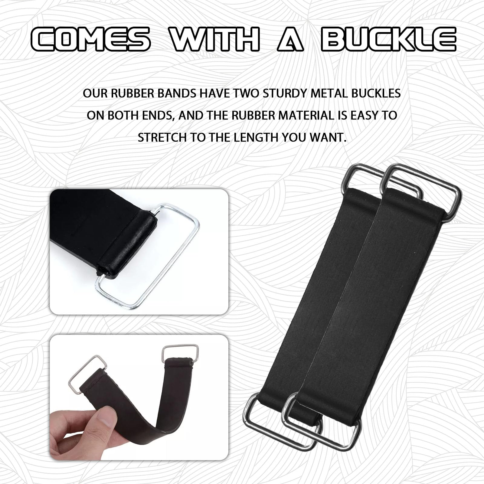 Hirificing 2PCS Rubber Band Straps Battery Box Tie Down Strap Stretchable Battery Tie Fixed Strap Holder Moped Belt with Metal B