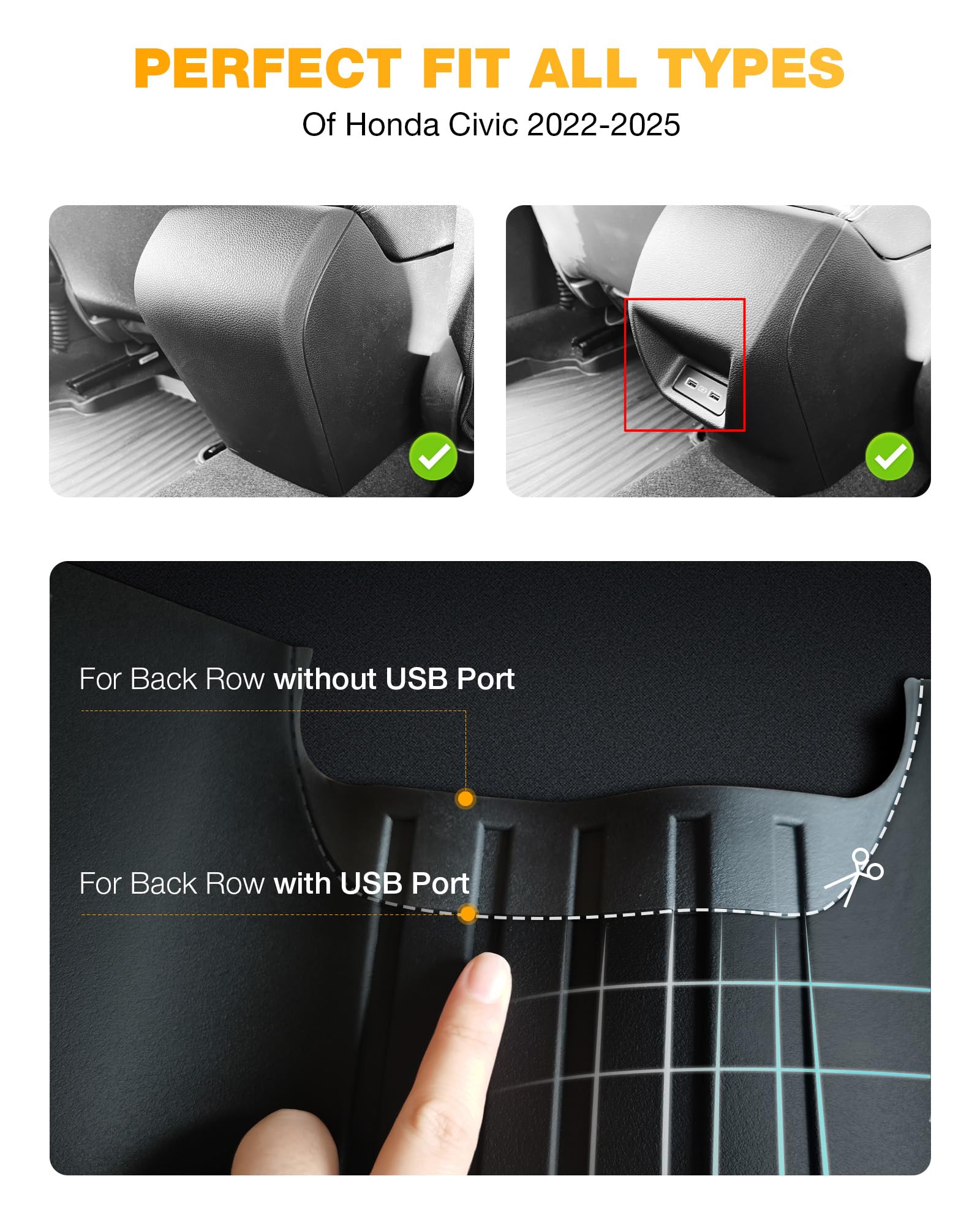 3W Floor Mats Fit For 2025 2024 2023 2022 Honda Civic Acura Integra (Not Fit Hybrid/Manual/Hatchback), Custom Fit Floor Liner Fo