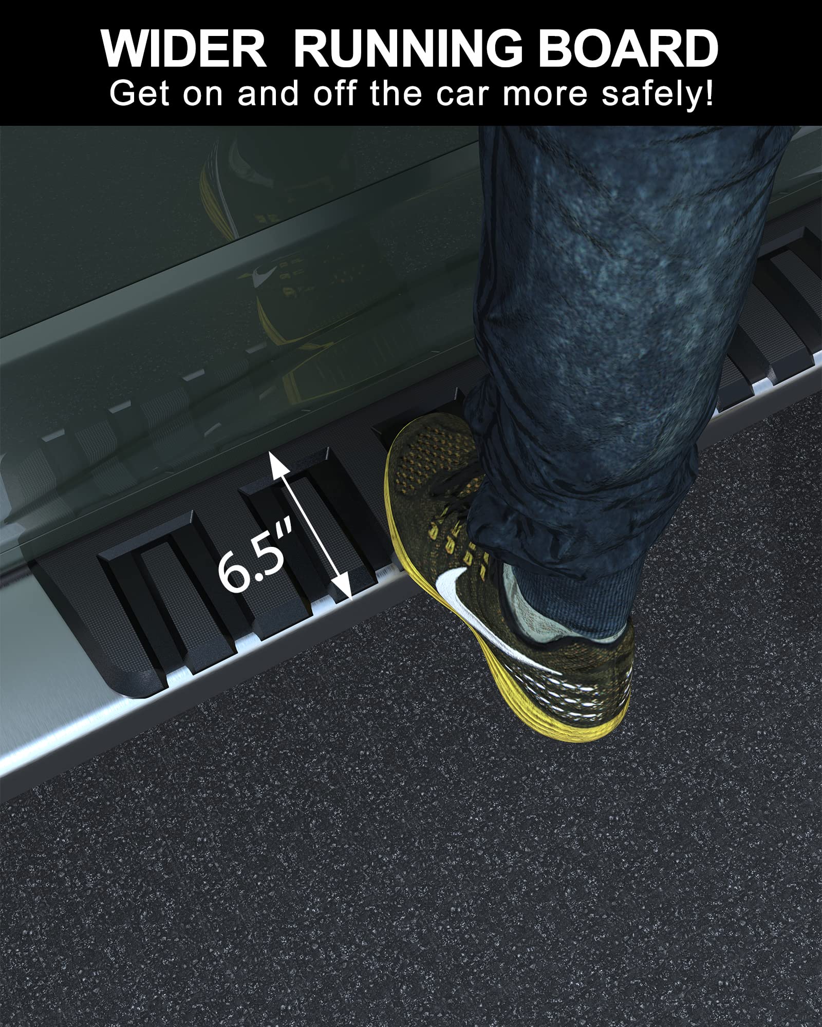 Kybolt Running Boards Compatible With 2019-2024 Chevy Silverado/Gmc Sierra 1500(Excl. 2019 1500 Ld/Limited&2022 1500 Ltd/Limited) Crew Cab, Stainless Steel Side Steps For 2020-2024 2500Hd 3500Hd