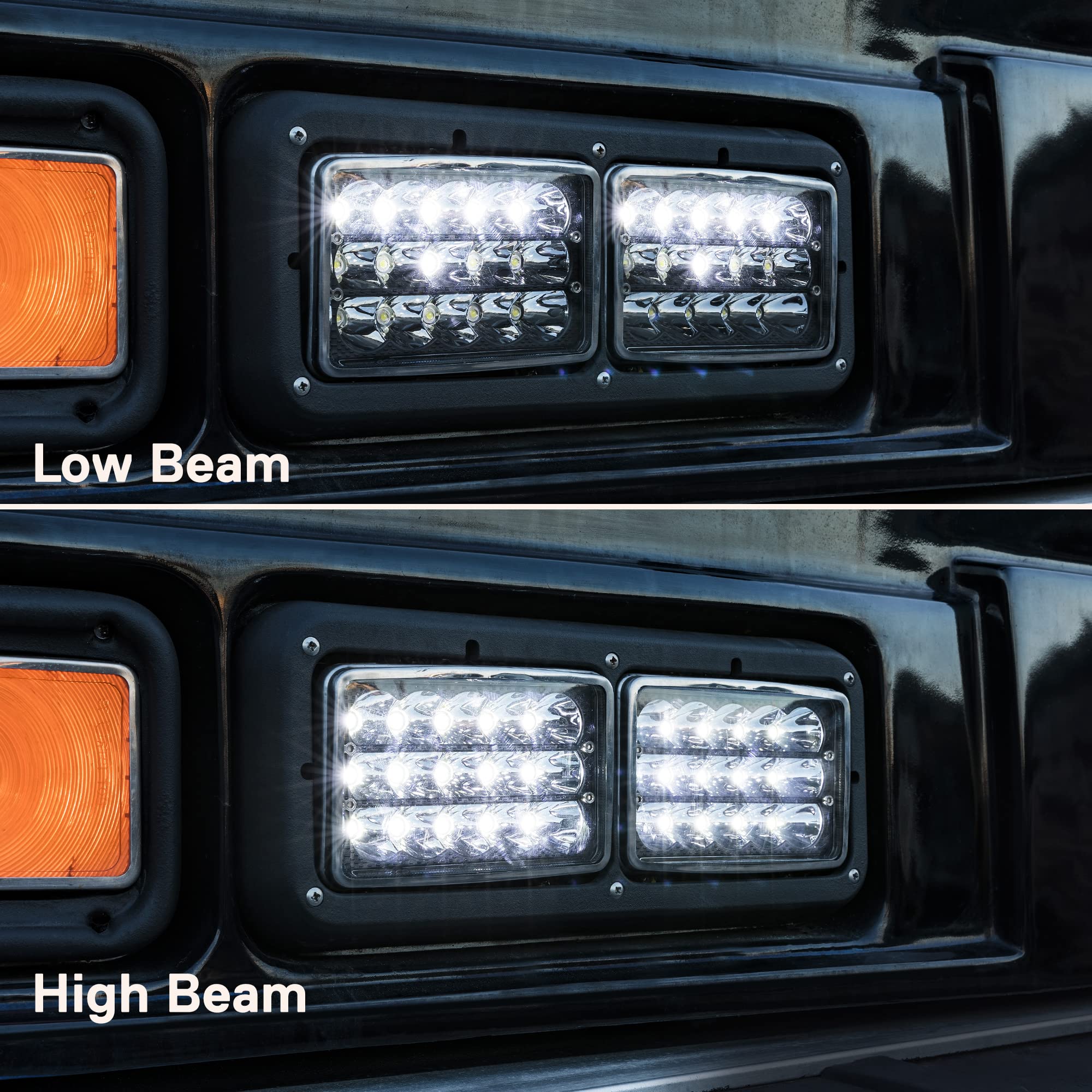 True Mods 2Pc Black 6X4 4X6 Inch Led Headlights Replacement [45W] [H4 Socket] [High/Low Sealed Beam] H4652 H4666 H6545 H4651 H46