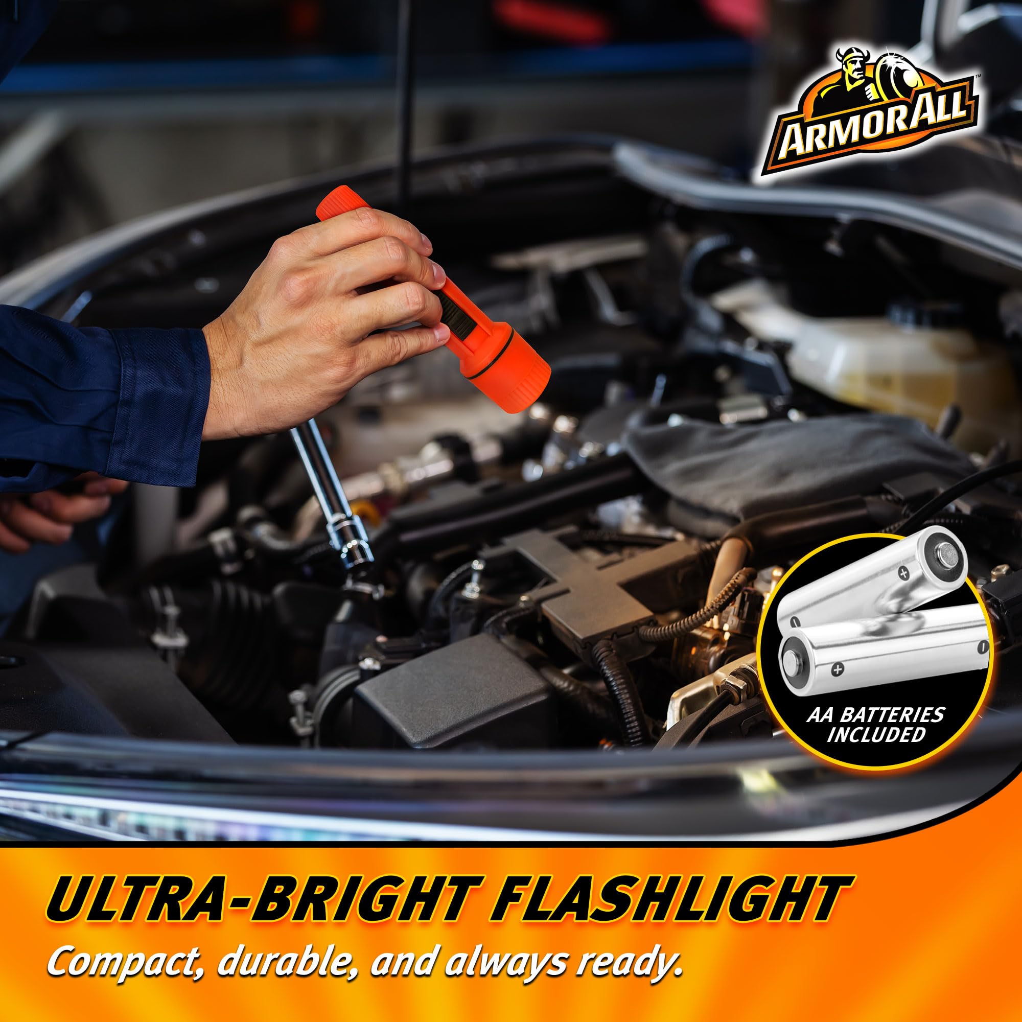 Armor All 3pc Roadside Car Emergency Kit - Storage Bag, 12 Gauge 6.5 Ft Battery Cable, Flashlight, Roadside Assistance, Car Emer