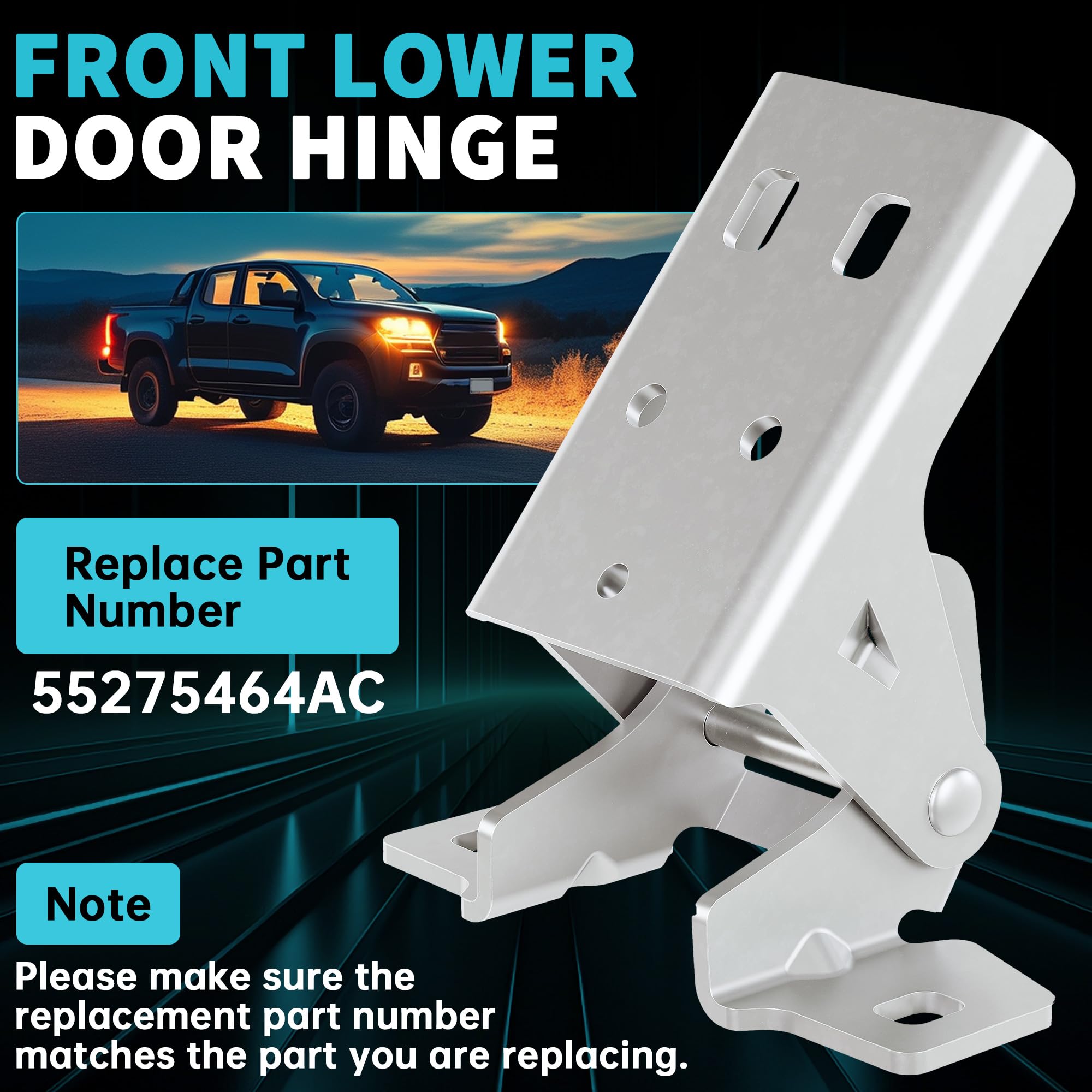 ECOTRIC Front Lower Door Hinge Assembly Compatible with 1996-2002 Dodge Ram 1500 2500 3500 Driver or Passenger Side Replacement for 55275464AC