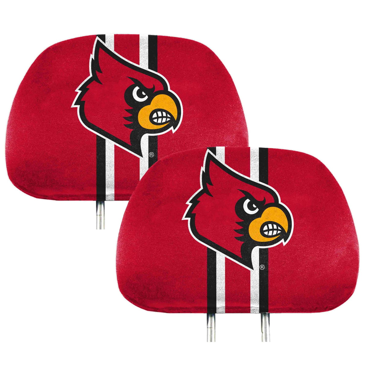FANMATS 62053 Louisville Cardinals Printed Head Rest Cover Set - 2 Pieces
