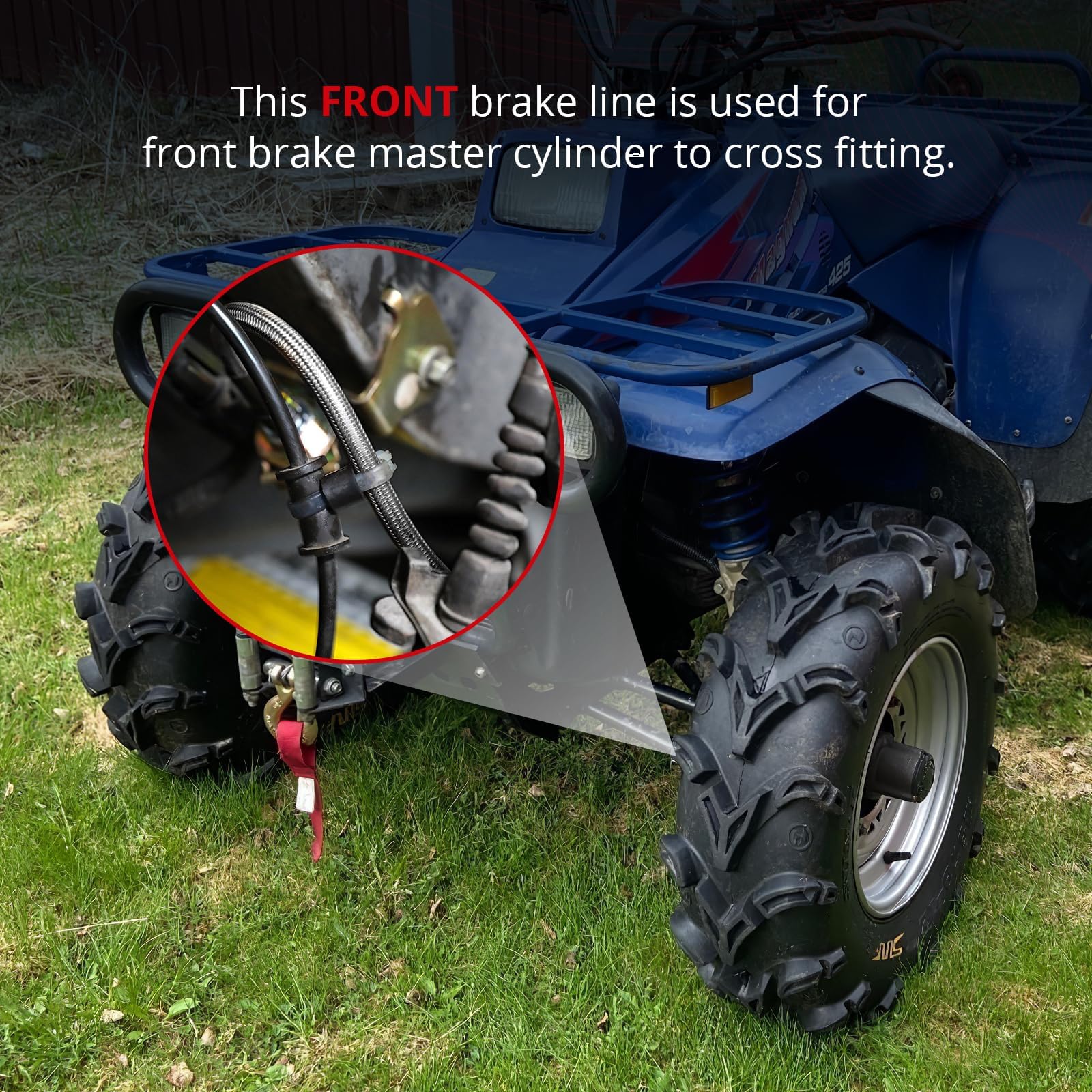 Front Brake Hose Line for Polaris Trail Blazer 250 Trail Boss 250 350 Magnum 425 Sportsman 400 Big Boss, OEM# 1930748 1930633