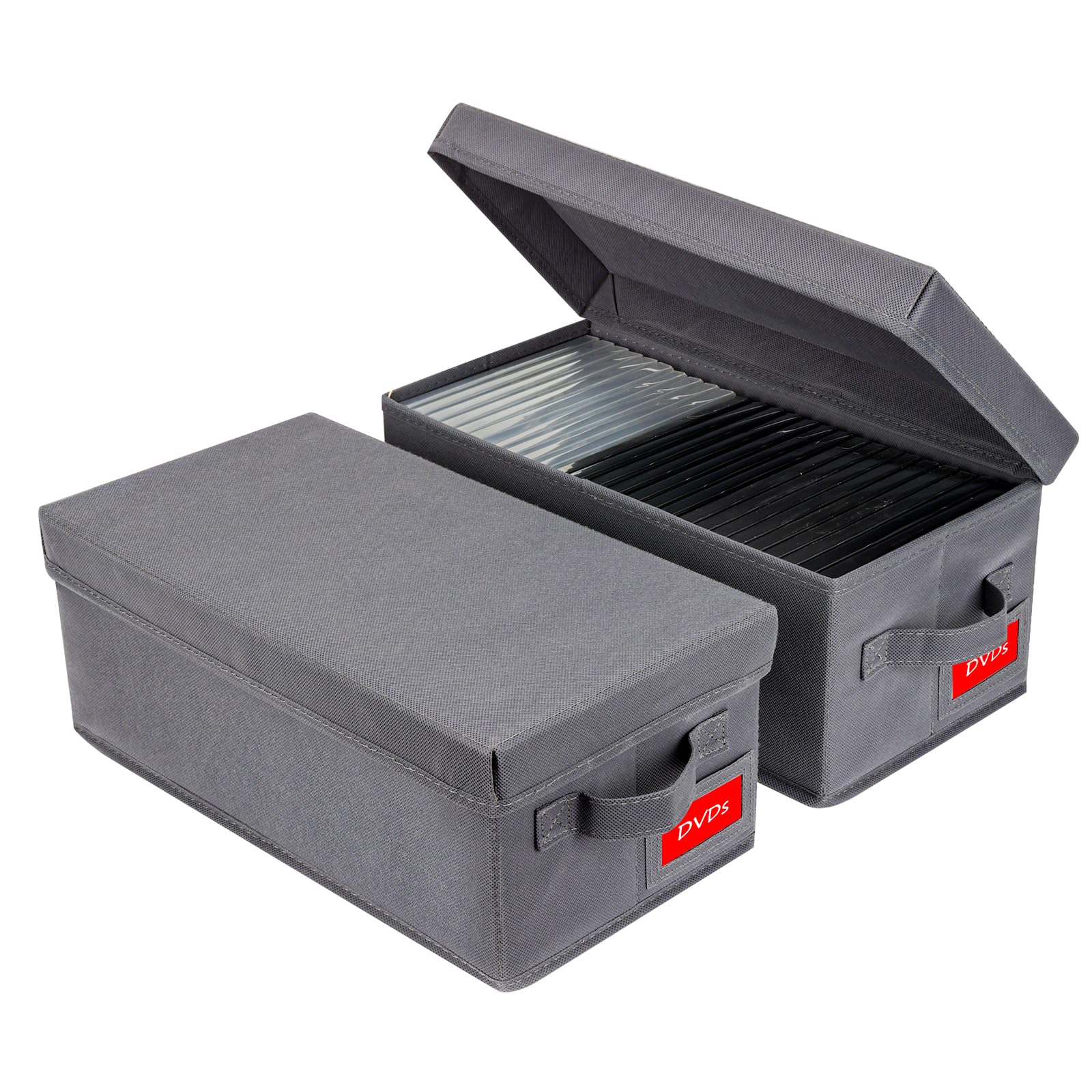 Nuswor Upgrades Dvd Storage Box - Perfect Dvd Case Storage Solution, Stackable Dvd Organizer With Lid, 2Pack Dvd Holder 15.75 X