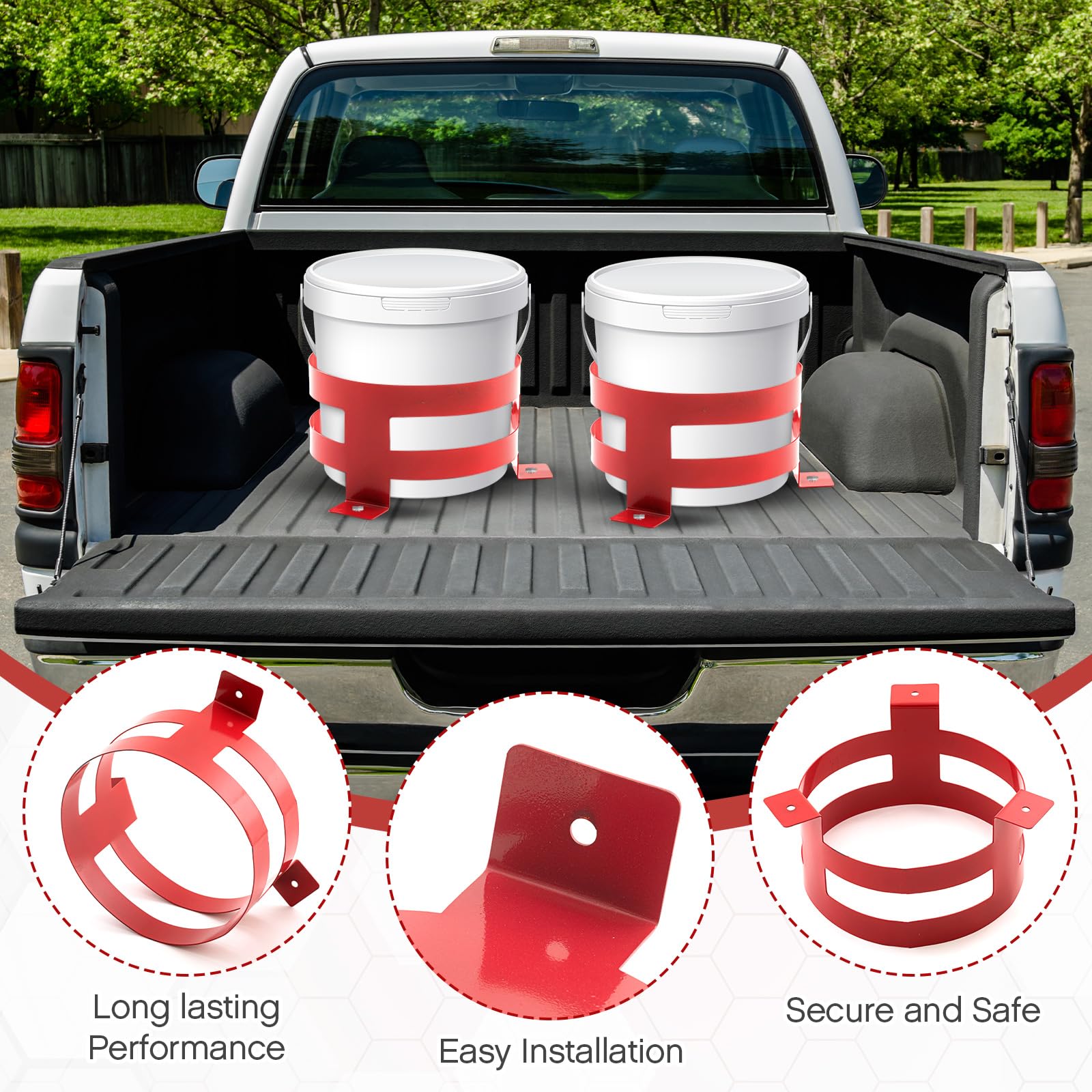 Kritkin 1 Pcs 5 Gallon Bucket Holder 11.6 x 6.5 Inch Red Bucket Holder Mount for RV, Truck, Cart