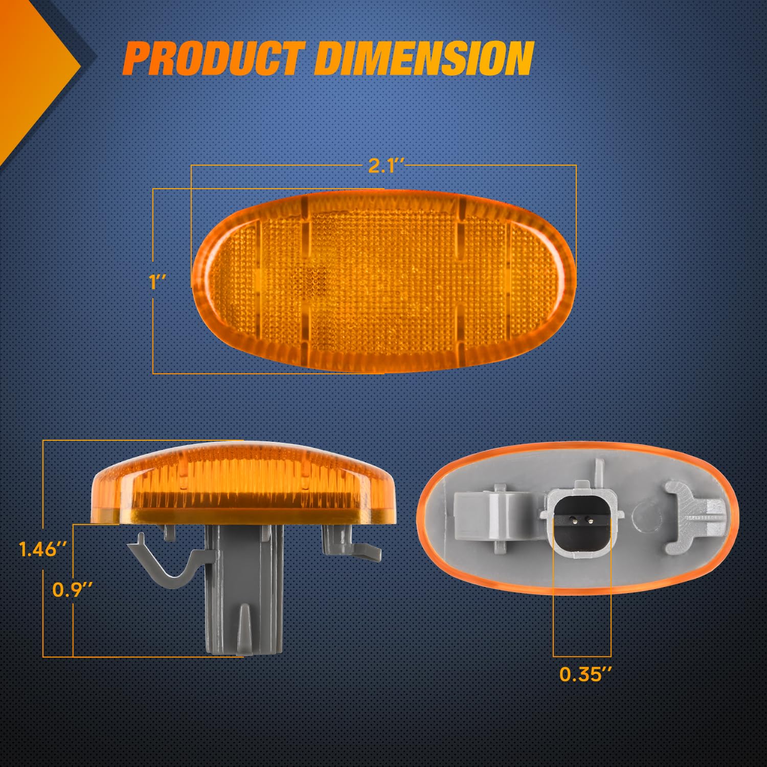 Nilight Wheel Fender Side Marker Lights 4 Pcs 3 Led Red Amber Front Rear Clearance Light Plug And Play Pc Lens Compatible With 2