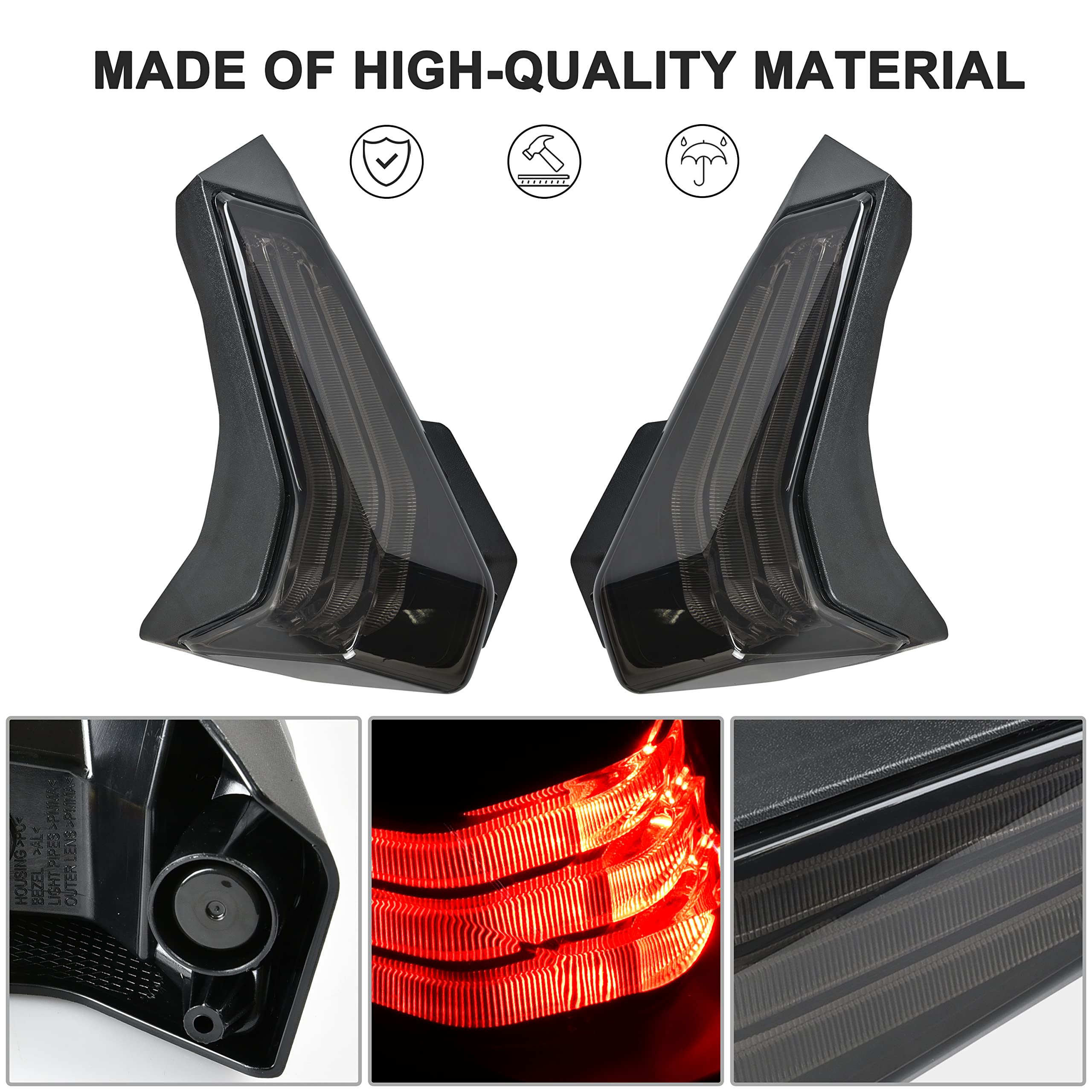 Sautvs Led Taillights For Can Am Ryker 600 900, Led Smoked Black Tail Light Brake Light Taillight For Can-Am Ryker 600 900 & Ryker Rally Accessories (2Pcs, Replace #710005284, 710005285)