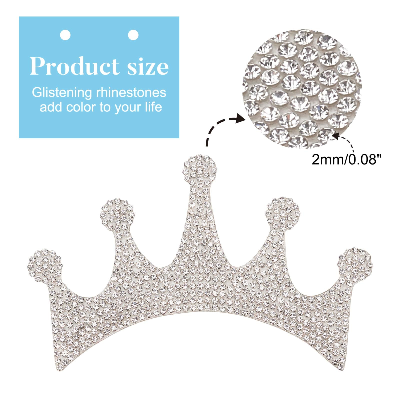 Superfindings 2Pcs Queen Princess Crown Stickers Rhinestone Crown Sticker Silver Crown Car Decor Waterproof For Cars Bumper Wind