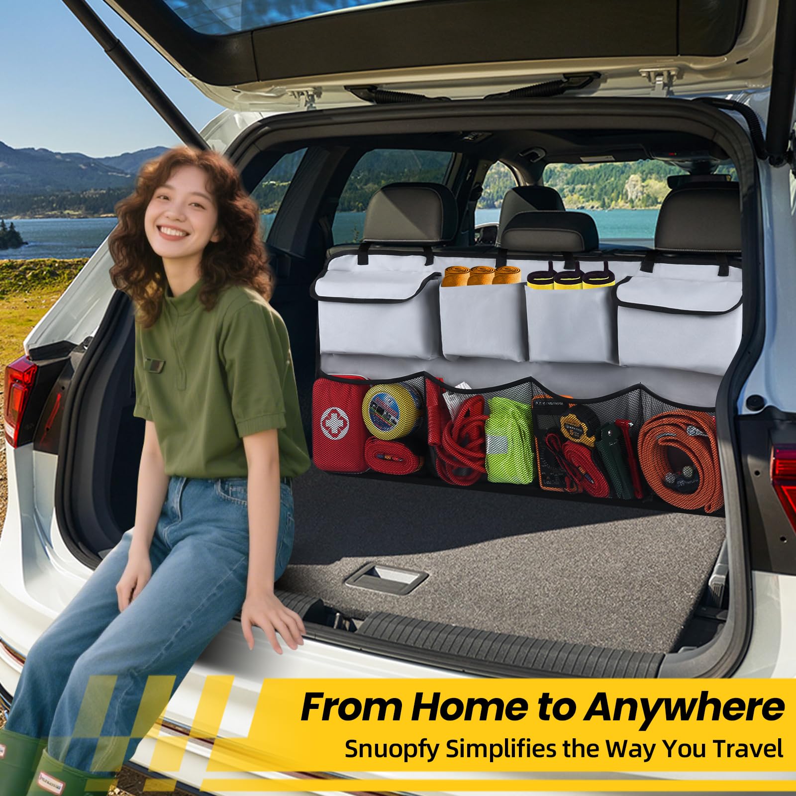 Car Trunk Organizer & Backseat Hanging Organizer With 8 Large Storage Bags - Super Capacity Storage Solution For Suvs, Trucks, V