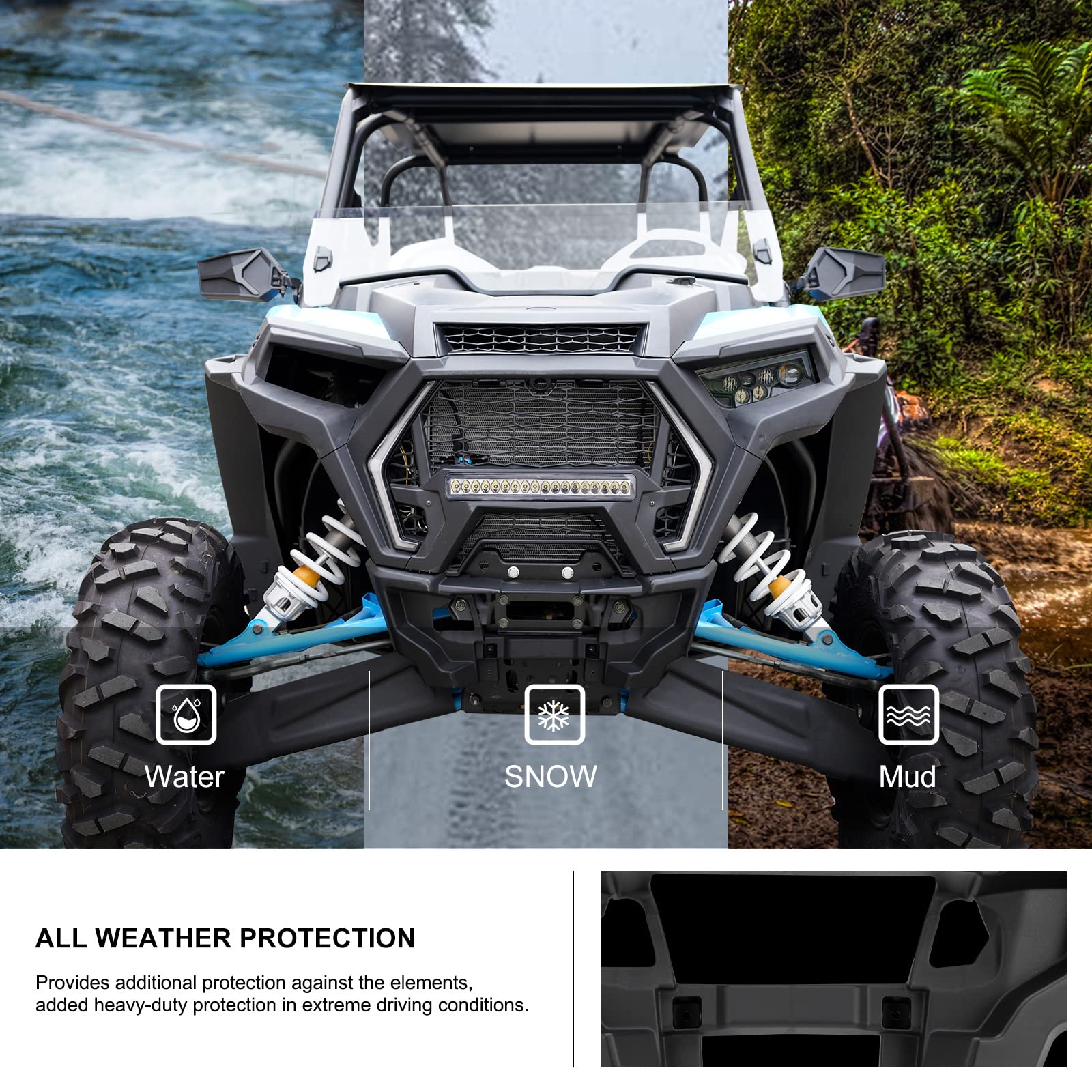 Kiwi Master Front Fascia Compatible With 2019-2023 Polaris Rzr Xp/4 1000 Turbo Accessories 5455432-070