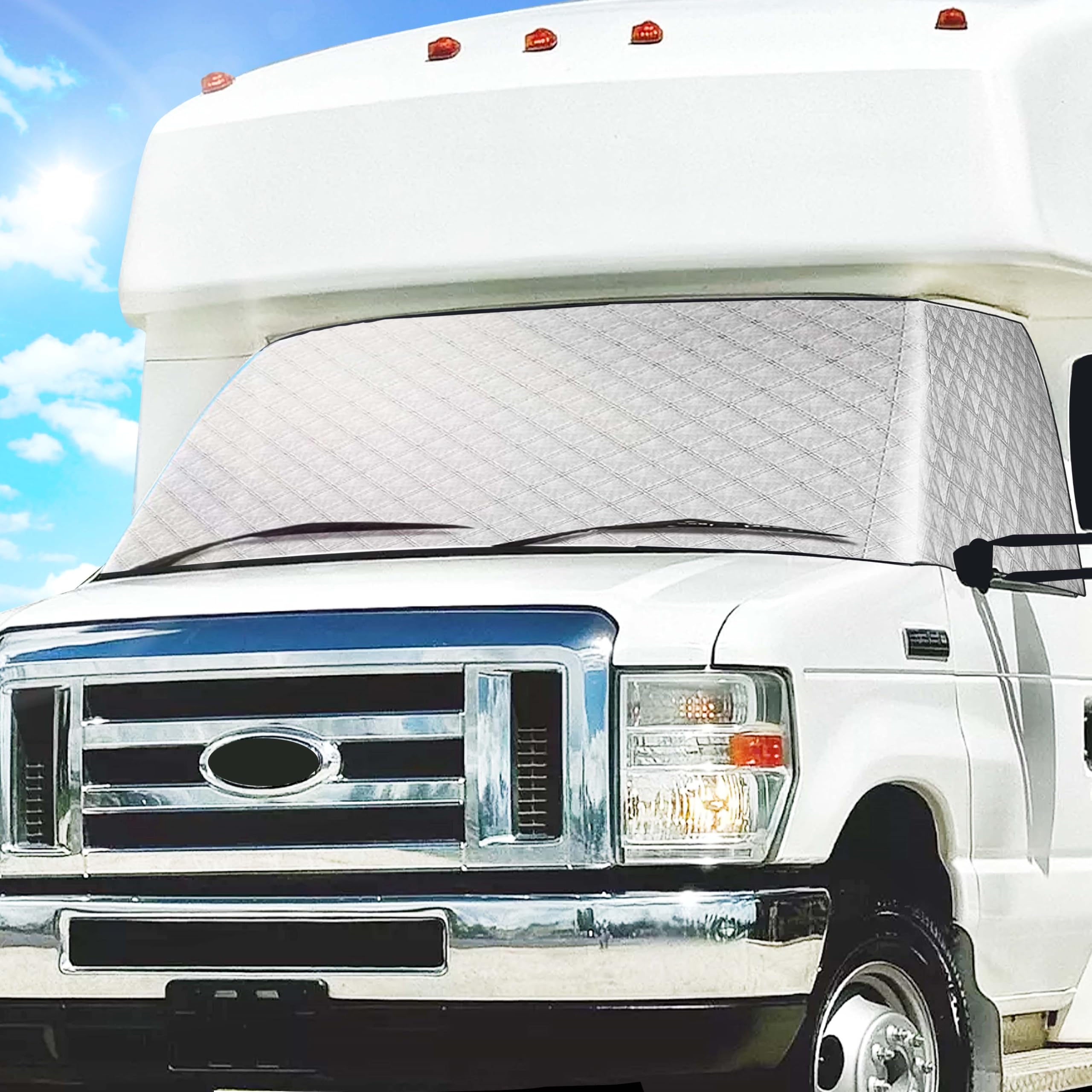 Econour Rv Windshield Cover For Ice And Snow | Ford E450-Compatible With Class C Rv Ford (1997-2025) | Rv Snow Covers For Windsh