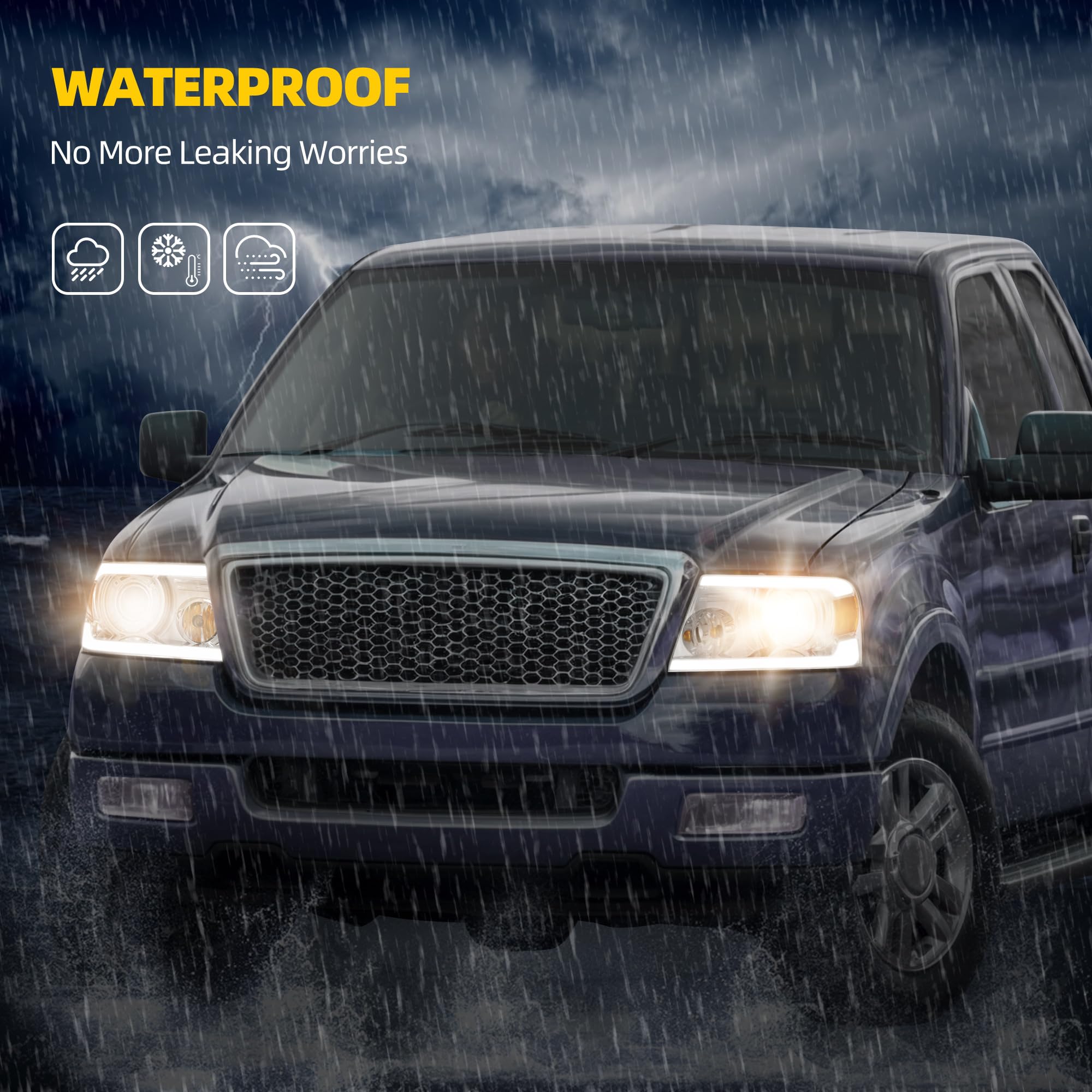 Dwvo Headlights Assembly Compatible With 2004 2005 2006 2007 2008 Ford F-150 2006-2008 Lincoln Mark Lt Led Drl Headlamp Chrome H