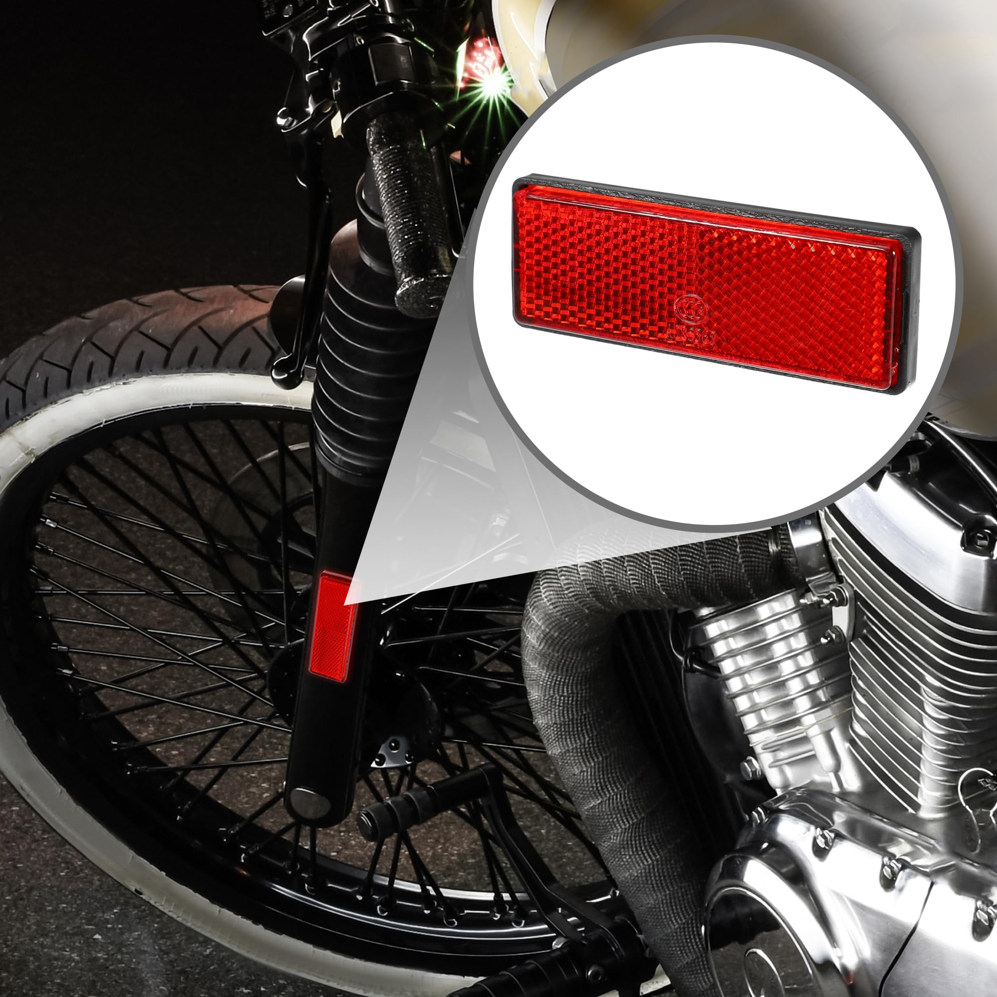 Partuto 4pcs 3.46''x1.26'' Universal Reflector - Rectangle Motorcycle Bike Safety Reflector Increase Visibility and Safety on Th