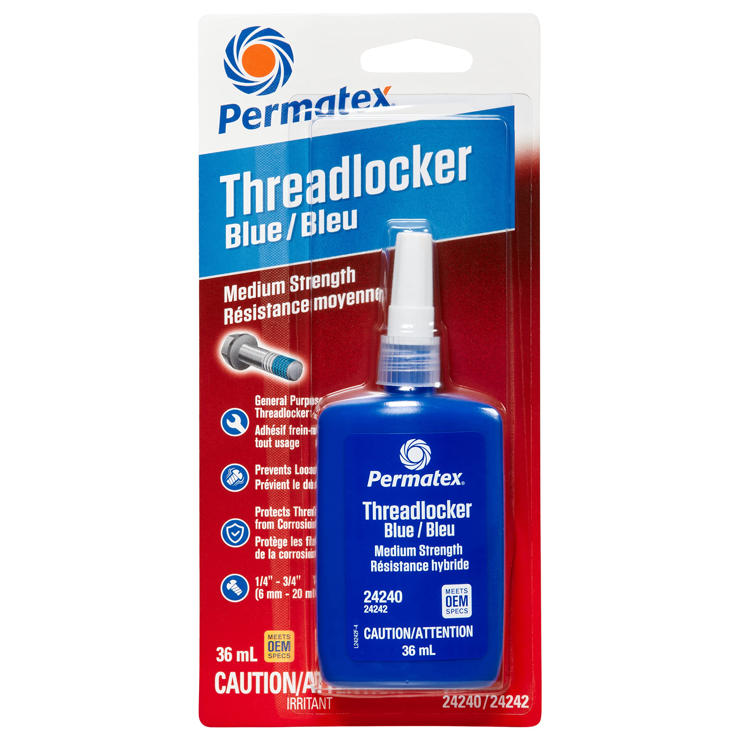 Permatex 24242 BLUE MEDIUM STRENGTH THREADLOCKER 36ML