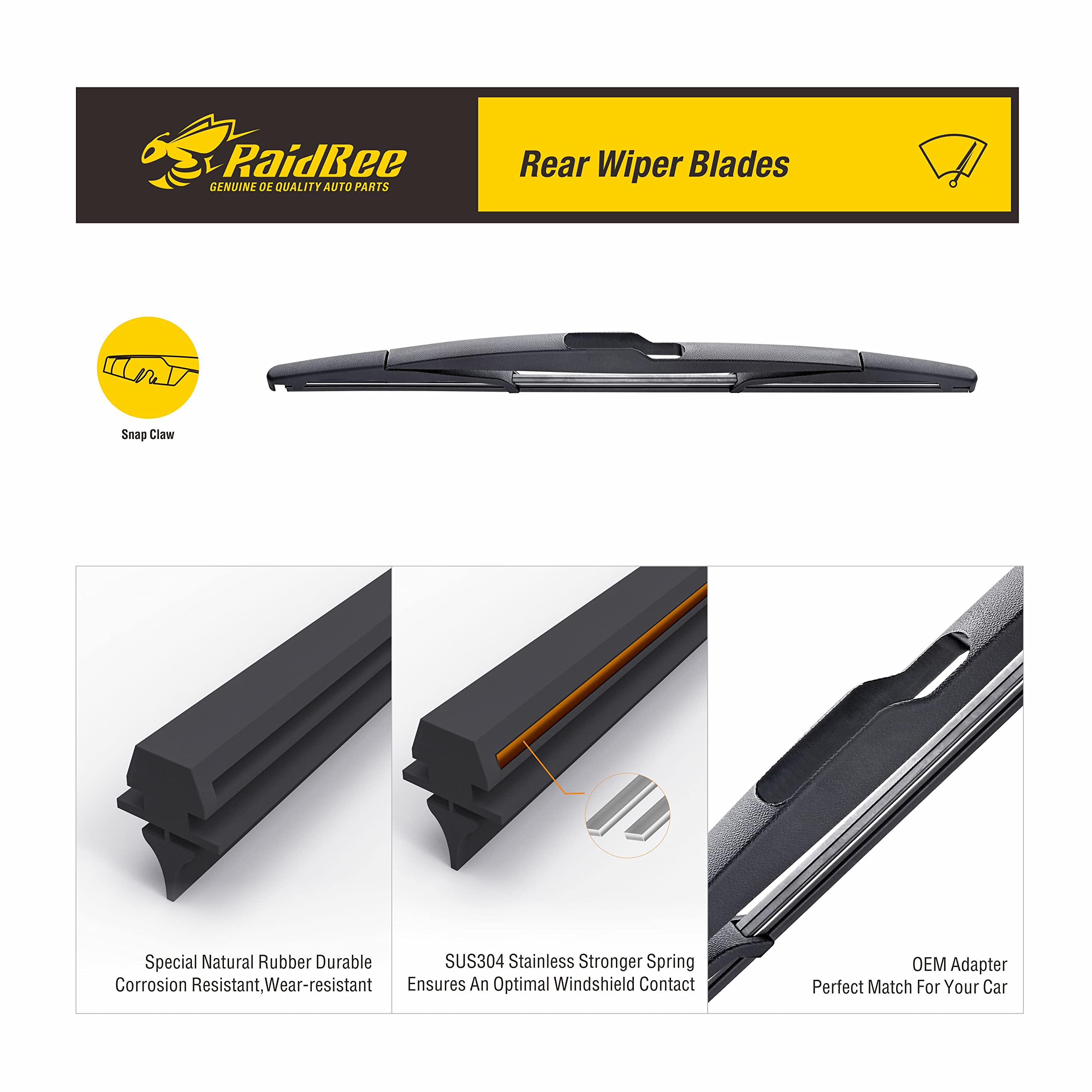 Raidbee Rear Wiper Blade, 14 Inch Rear Windshield Wiper Blades For Original Equipment Replacement, Compatible For Ford Edge 2014