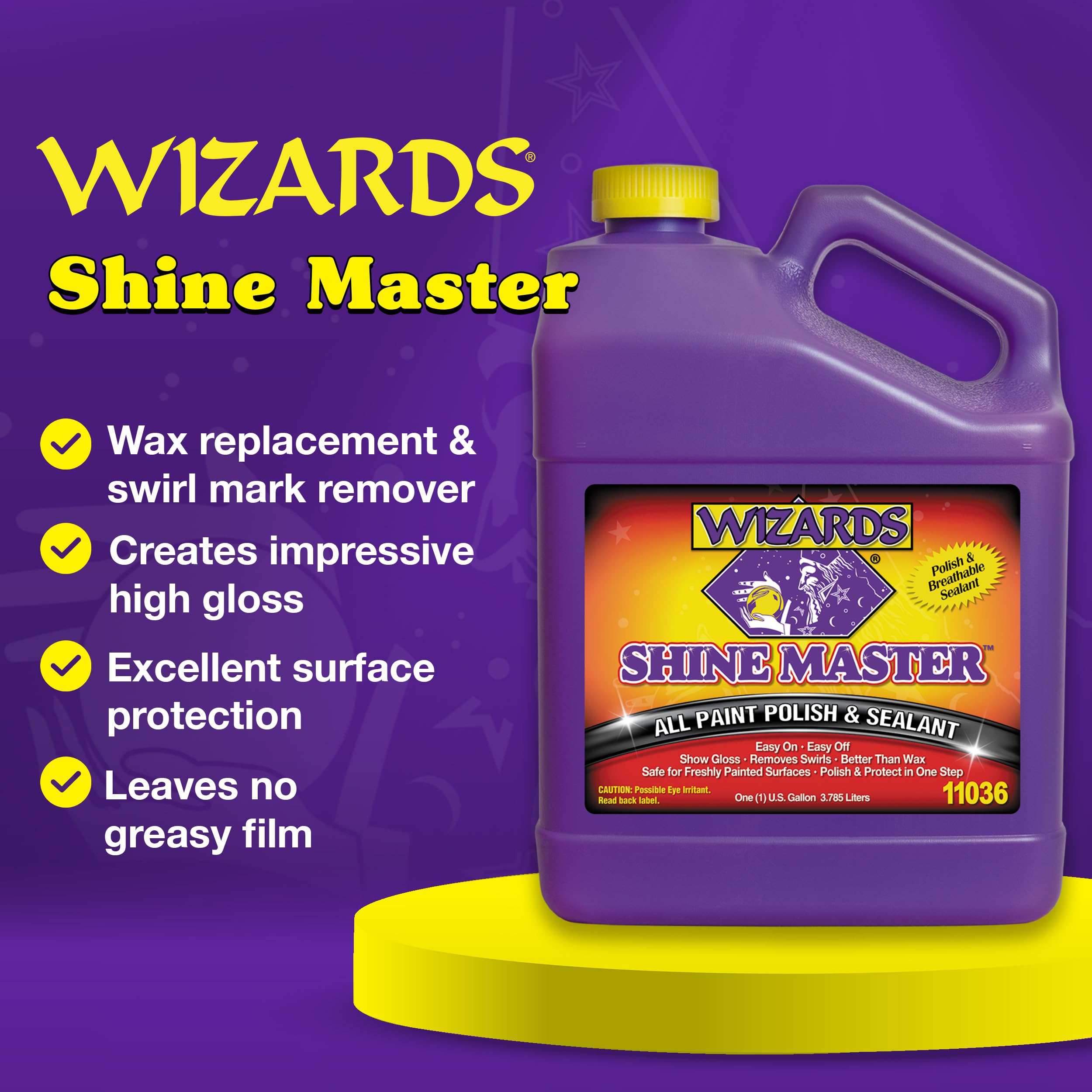 Wizards Shine Master Polish And Breathable Sealant - 1 Gallon - No Wax Or Free Silicone - Polishes And Protects With No Greasy F