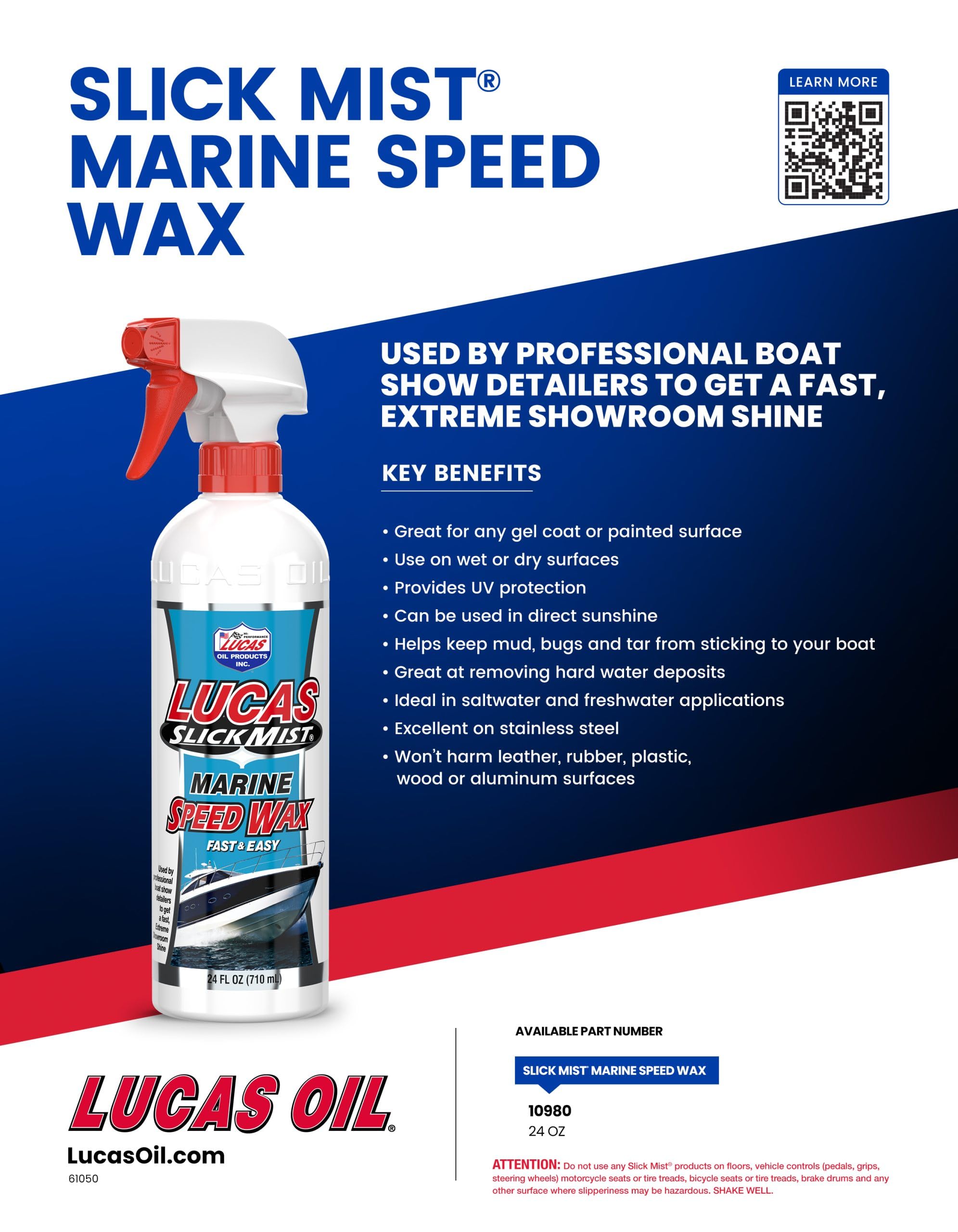 Lucas Oil 10980 Slick Mist Marine Speed Wax - 24 Ounce (Pack Of 12)