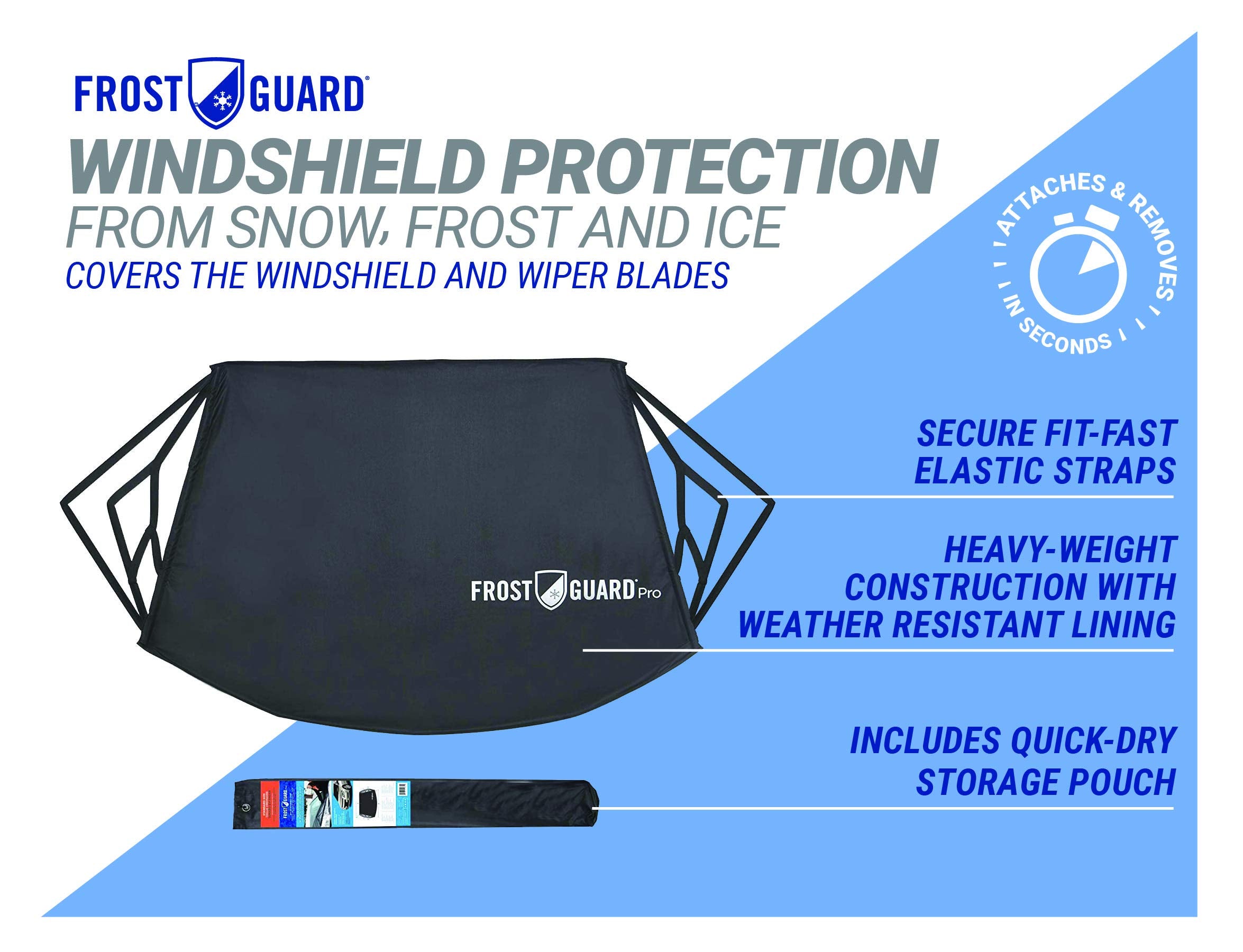 Frostguard Pro | Premium Winter Windshield Cover For Ice And Snow With Wiper Blade Cover | Xl Size Car Windshield Cover, Black | Fits Most Cars, Sedans, Small Trucks And Suvs – 70 X 41 Inches