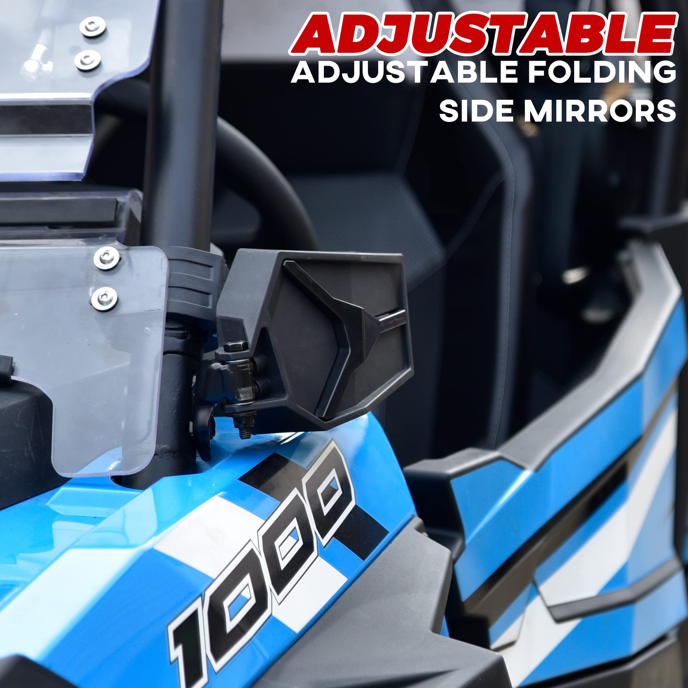 Sautvs Center Convex Rearview Mirror And Adjustable Folding Side Rear View Mirrors Kit For Polaris Rzr Xp Xp4 1000 Turbo S 4 1000 900 2014-2023 Accessories (Replace #2881198, #2881540)