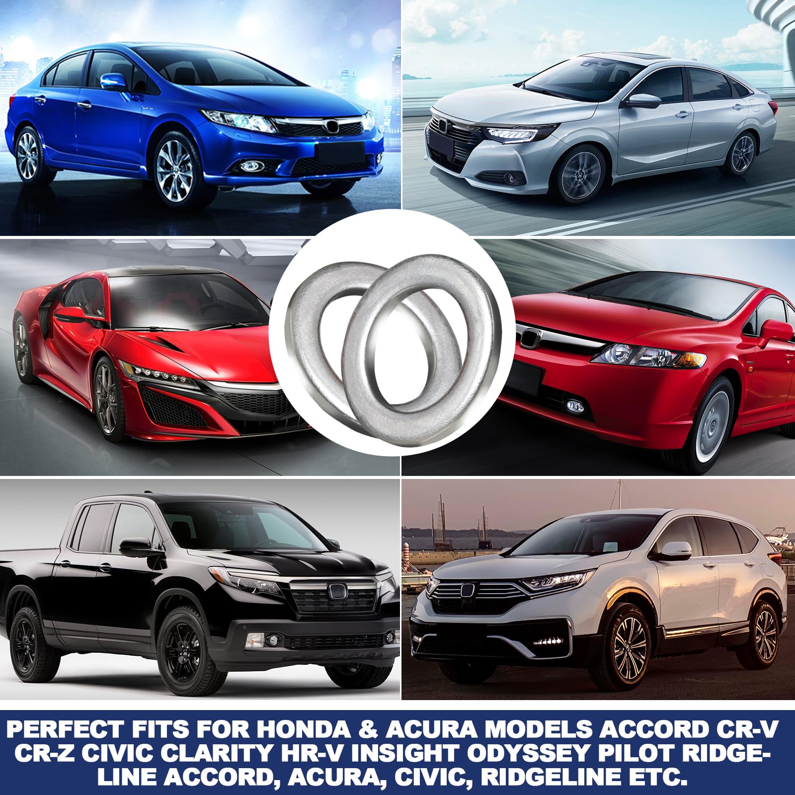 24-Pcs Oil Drain Plug Gasket Washer- Aluminum M14 Crush Washer Oil Drain Plug- Premium Seal Replaces For Oem 94109-14000, Honda,