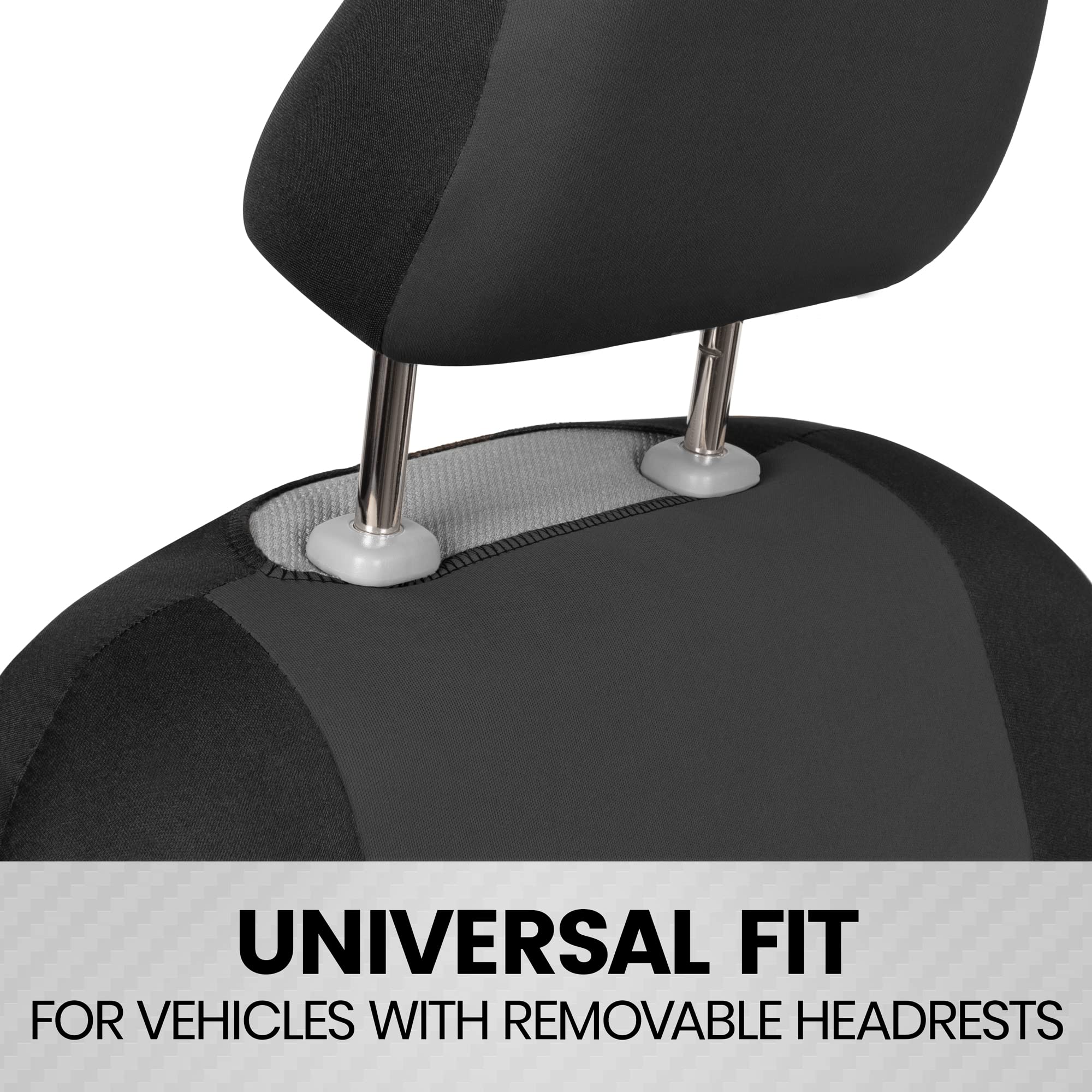 Bdk Polypro Car Seat Covers Full Set In Charcoal On Black – Front And Rear Split Bench For Cars, Easy To Install Cover Set, Accessories Auto Trucks Van Suv