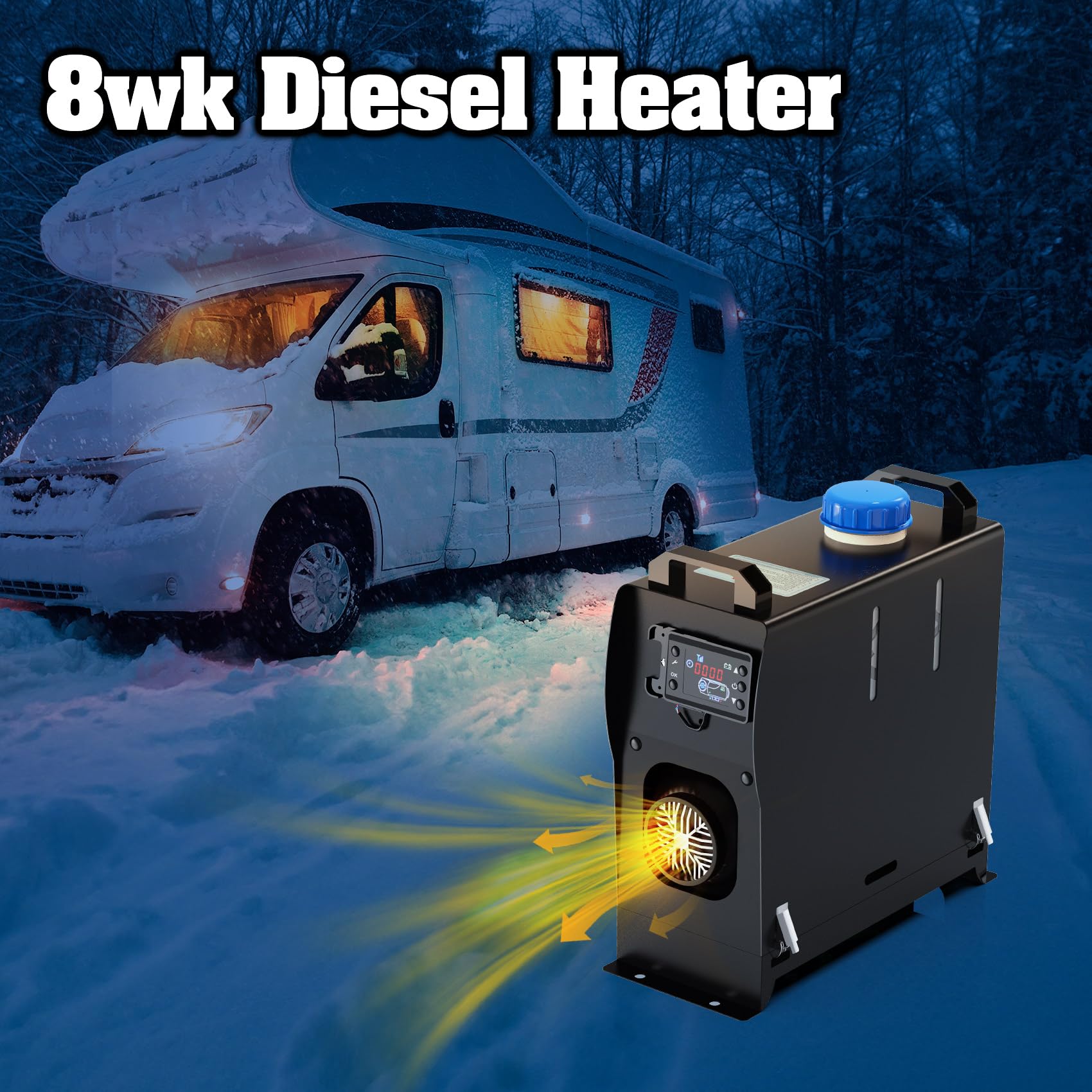 RONPOW 8KW Diesel Heater, 12V/24V All in One Portable Diesel Air Heaters with 5L Tank, Remote Control, LCD Display and Silencer