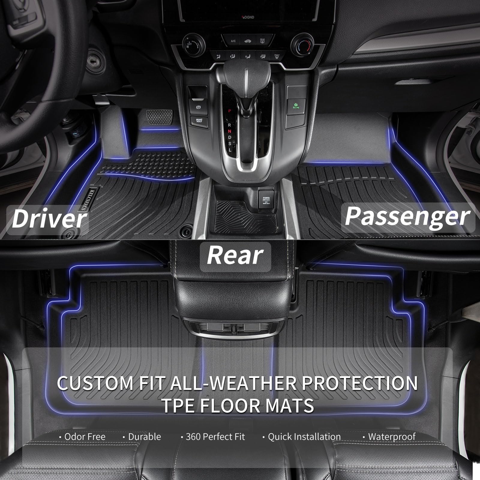 KELCSEECS Floor Mats & Cargo Liner for 2025 2024 2023 2022 2021 2020 Ford Escape Hybrid All Weather Car Mats Automotive Cargo Ma