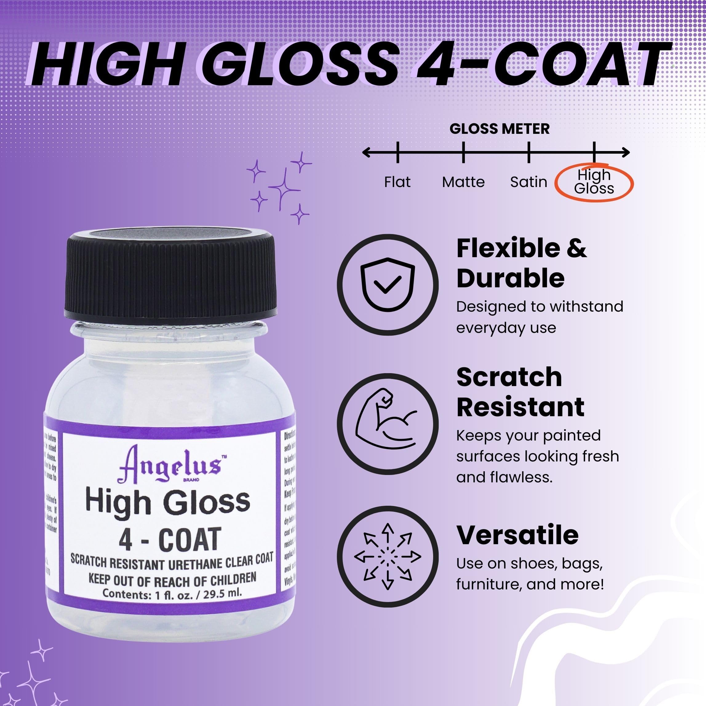 Angelus High Gloss 4-Coat Scratch-Resistant Leather Sealer - Durable, Flexible, Clear Coat Protection For Leather Shoes, Bags, J