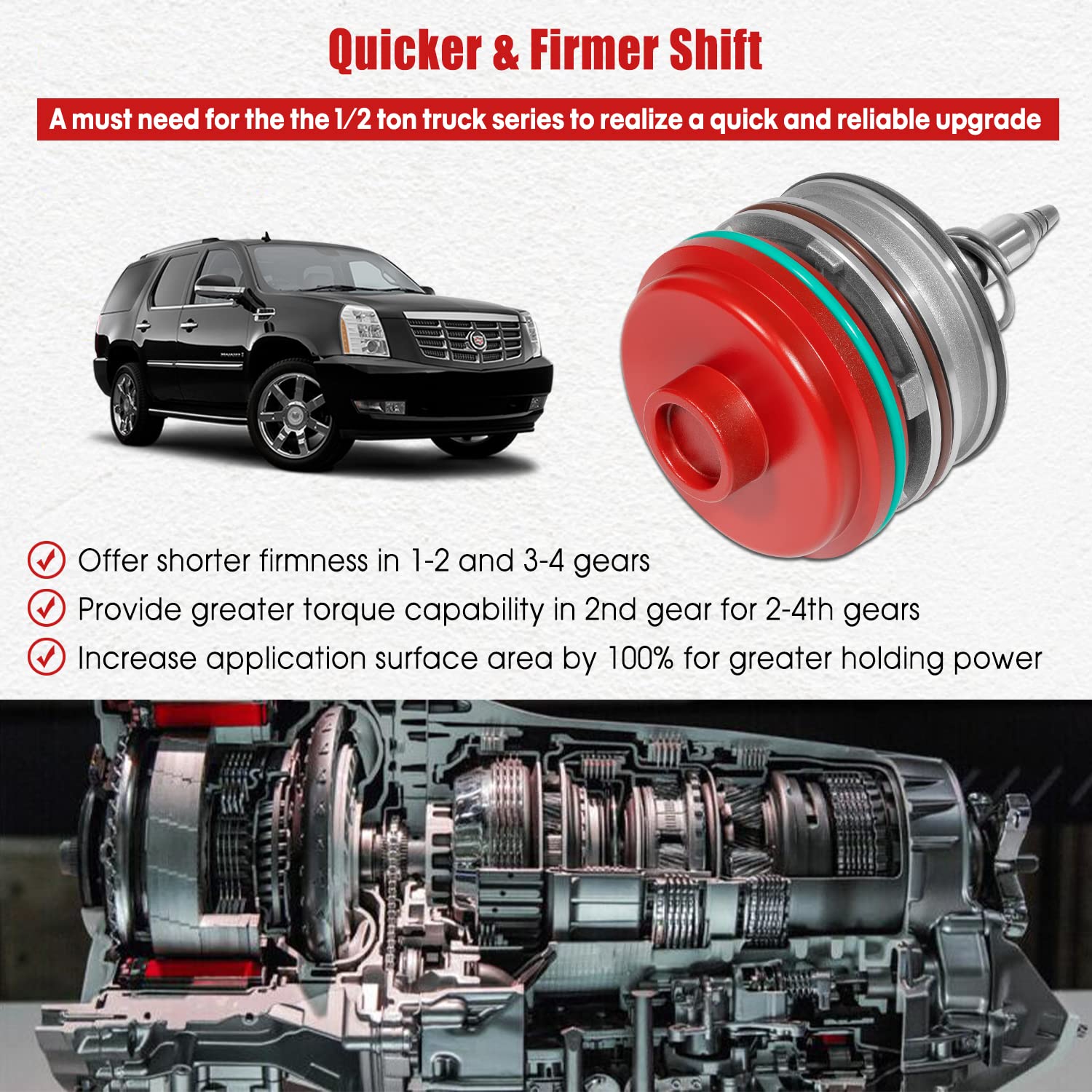 High Performance Corvette Servo Piston Assembly With Cover, Snap Ring And Pin For Gm 1982-2014 700R4 4L60E 4L65E 4L70E Transmiss