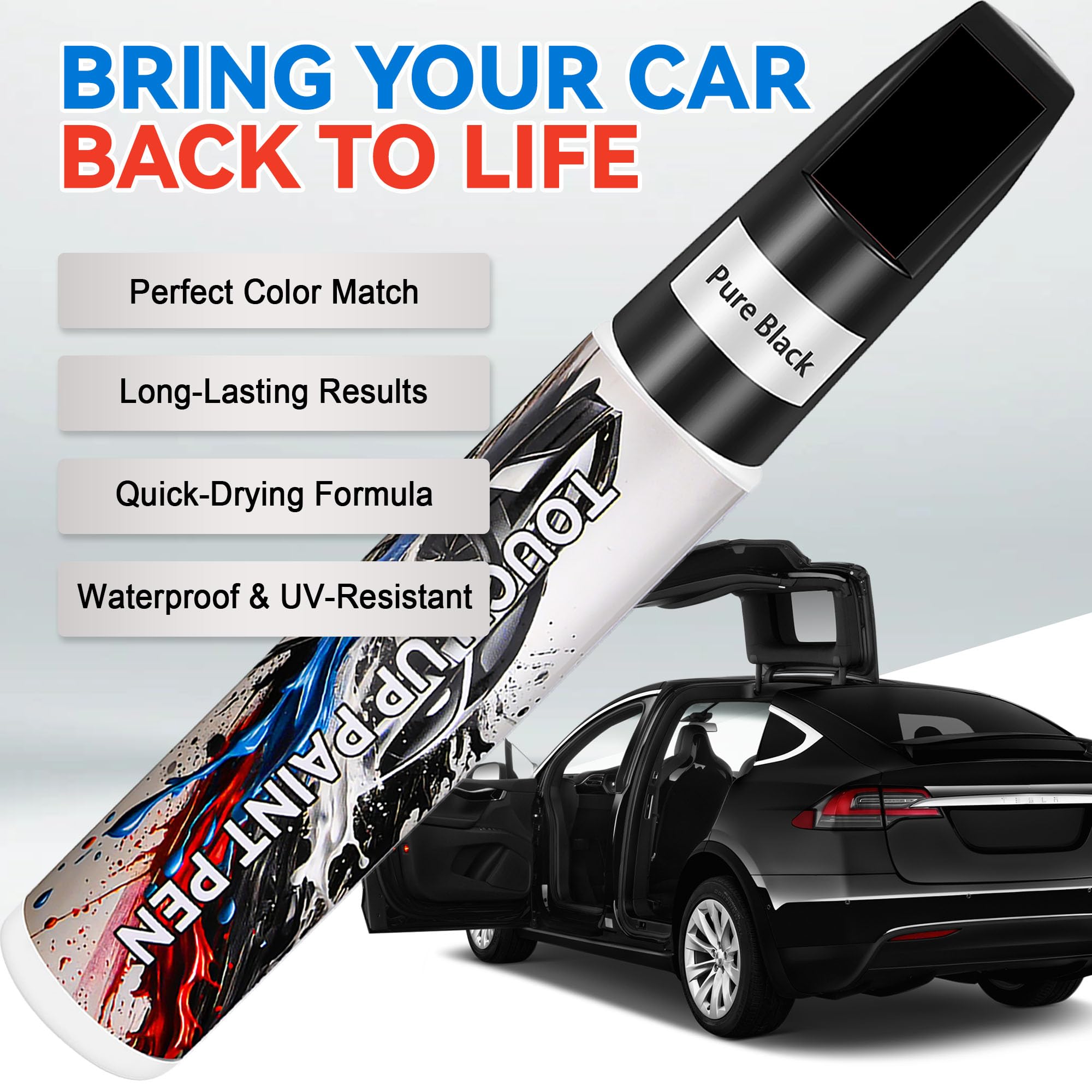 Pearl Black Touch Up Paint for Cars, Car Paint Scratch Repair, Auto Paint Repair Pen, Automotive Scratch Remover, Professional S