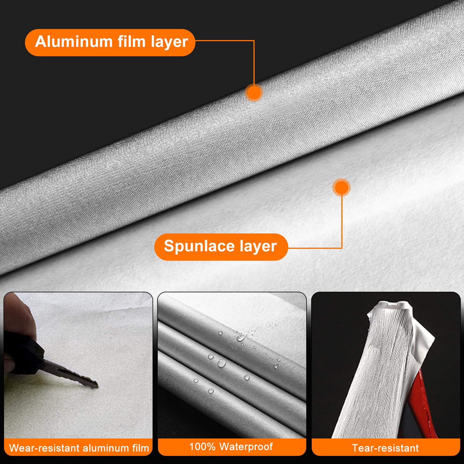 Waterproof Car Covers Replace For 2007-2024 Fiat 500/500C, 6 Layers Silver All Weather Car Cover With Zipper Door & Windproof Ba