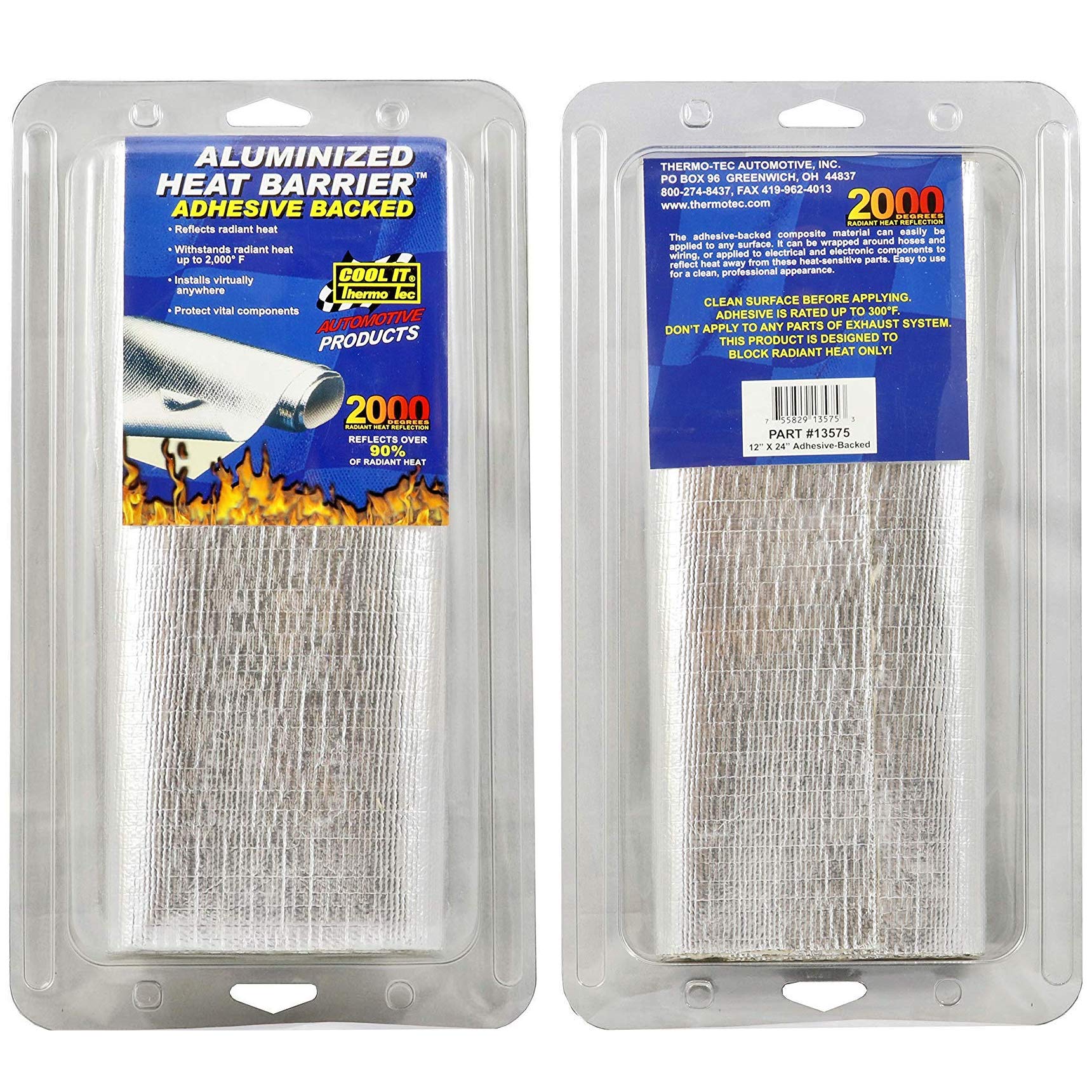Thermo-Tec 13575 Adhesive Backed Aluminized Heat Barrier, 12'' X 48'' (2X 24'' Sheets)
