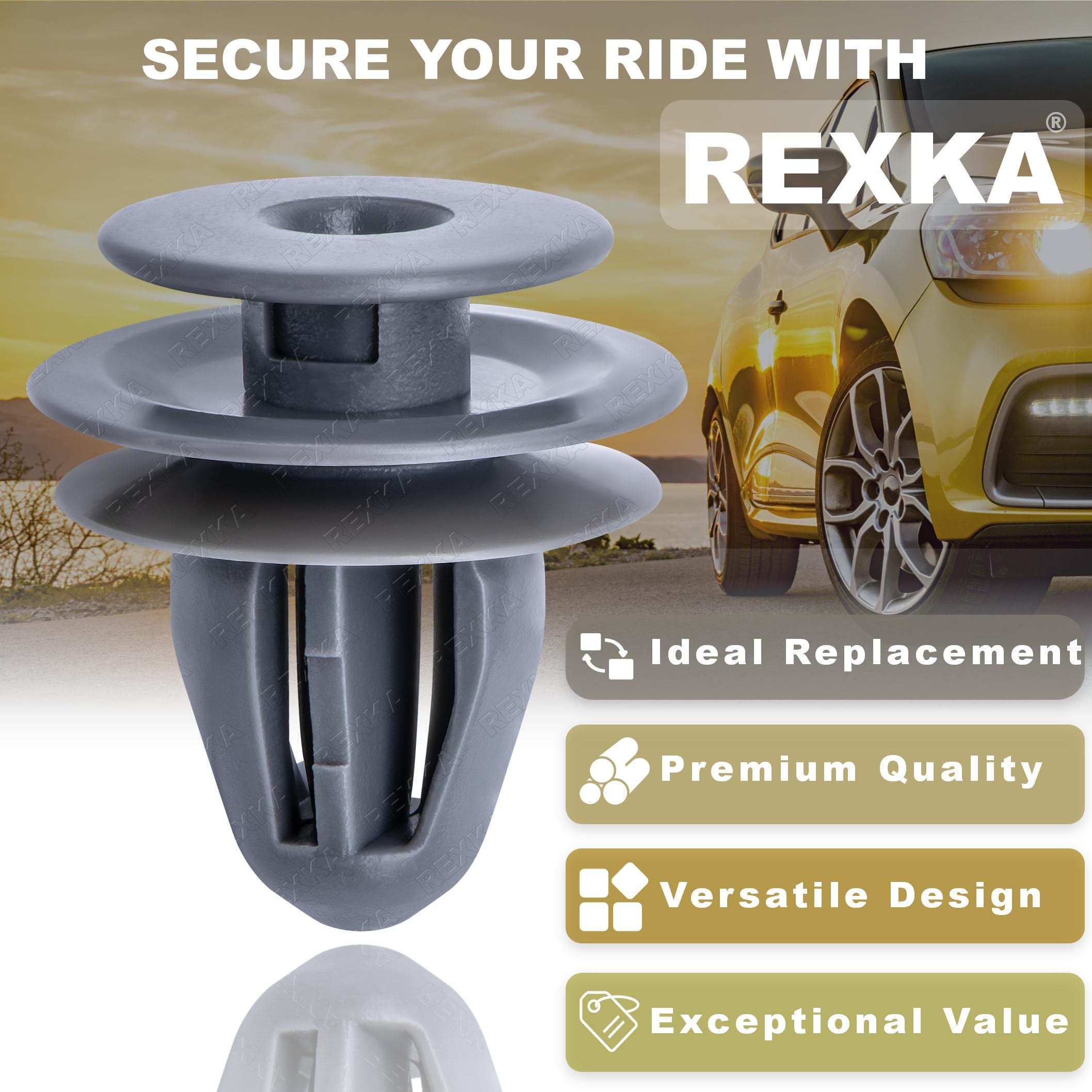 Rexka 10pcs Door Trim Panel Retainer Clips, Gray Nylon for Honda Acura, Fits Accord, Civic, CR-V, Odyssey