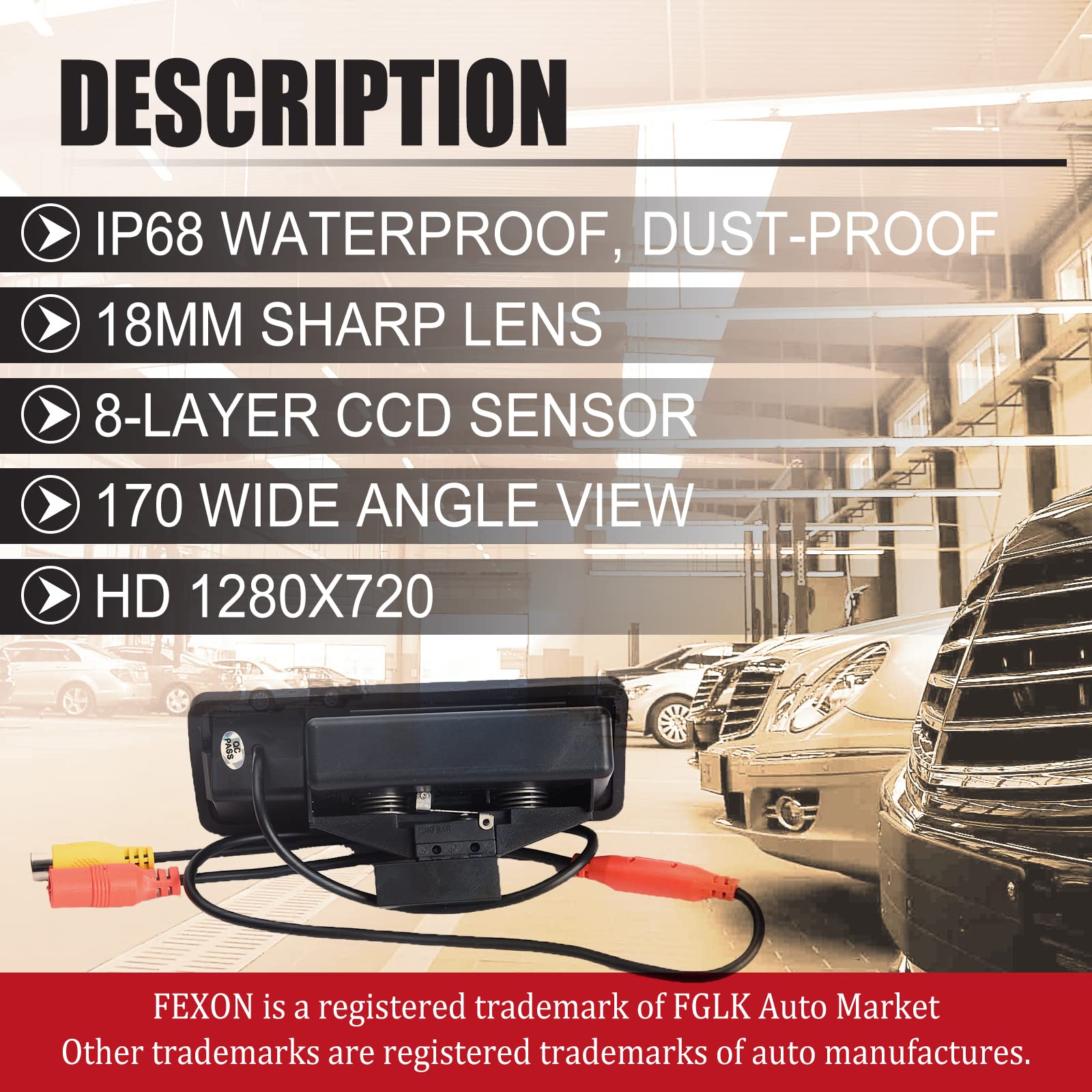 Fexon Hd 1080P 30Fps Rear Reversing Backup Camera Waterproof Night Vision Compatible For X5 X1 X6 E39 E53 E82 E88 E84 E90 E91 E9