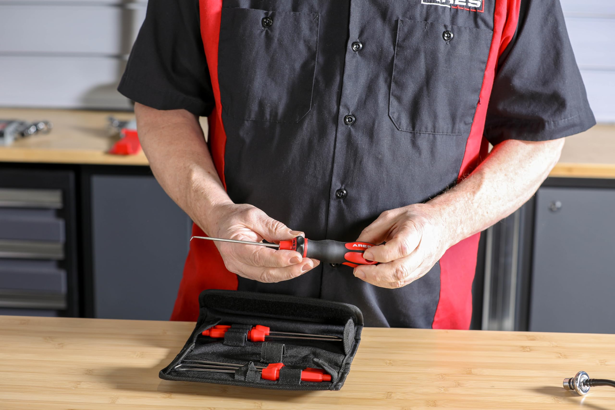 Ares 70255 - Interchangeable Hook And Pick Set - 6-Piece Set Includes Convenient Storage Pouch - Chrome Vanadium Steel Shafts -