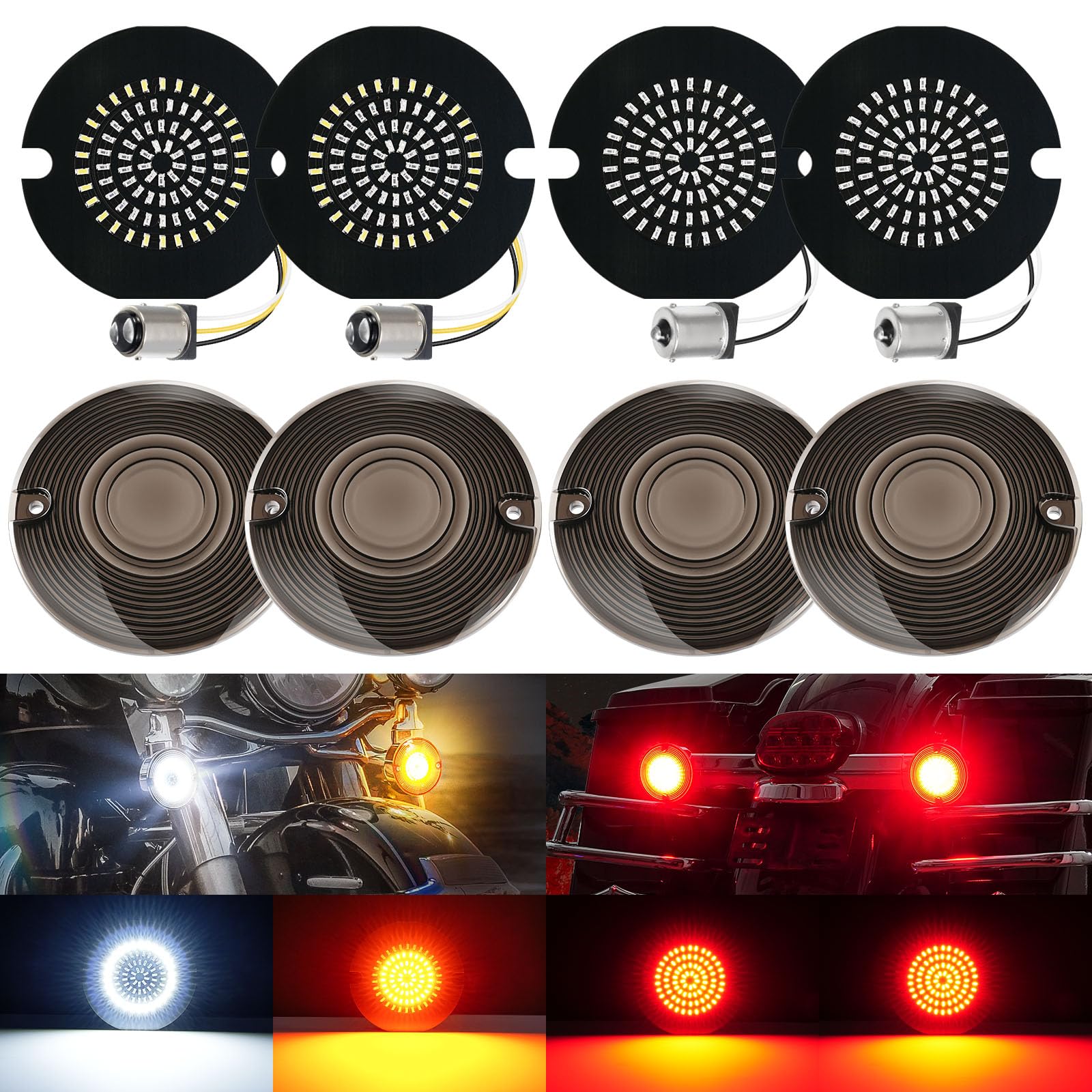 Anonemoto Brightness 1157 1156 Led Turn Signals 3 1/4 Inch Compatible For Harley 1986-2024 Electra Glide Road King Softail Tour 