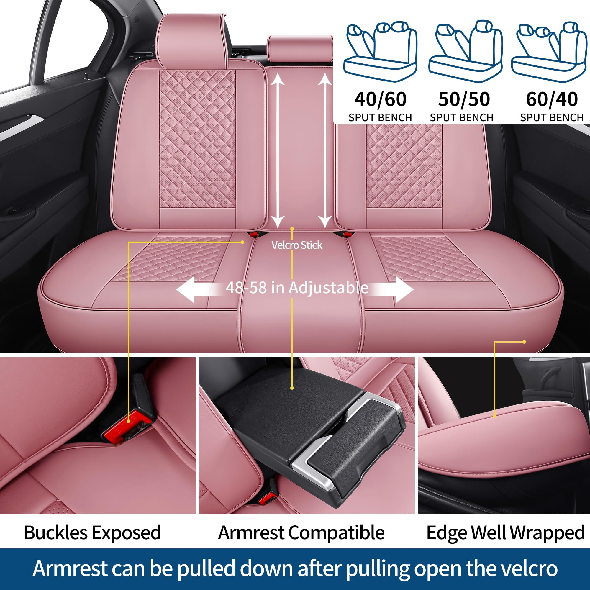 Chezope Automotive Car Seat Covers Full Set Universal Fit for Most Cars SUV Sedans Trucks Waterproof Leatherette Car Seat Covers